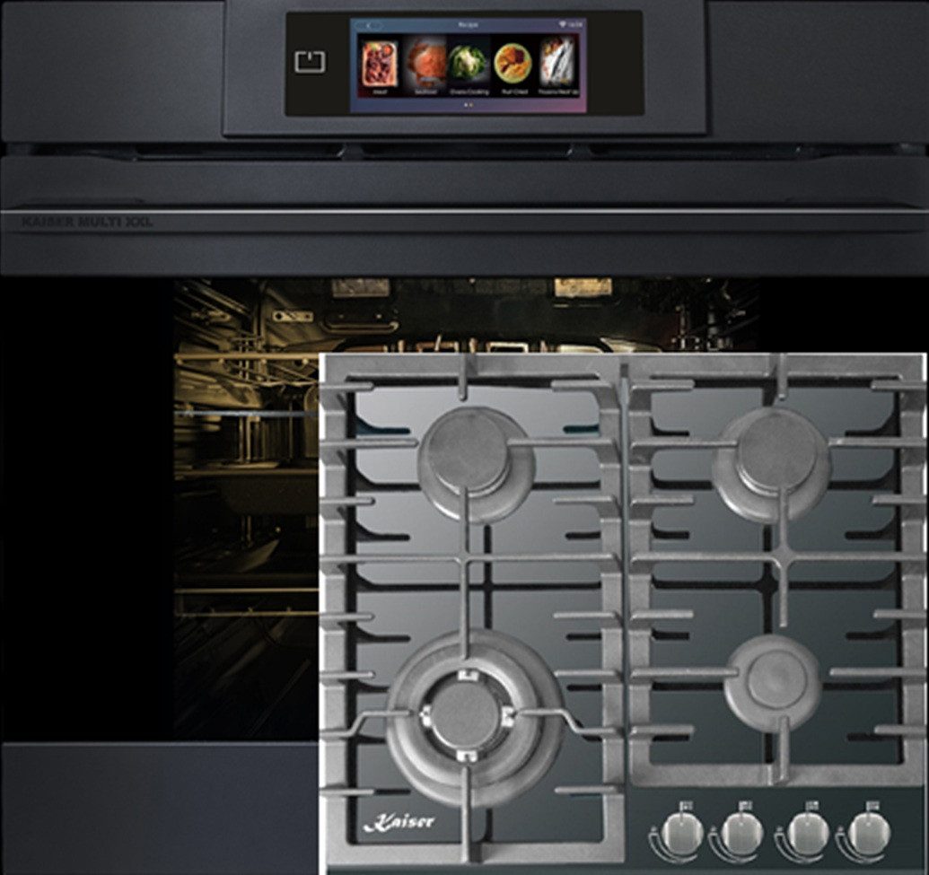 Backofen-Set Herd Set Autark Einbaubackofen XXL Multi 29, Multifunktions-Elektro-Backofen mit Pyrolyse und Dampfreinigung, 60 cm+Gas-Kochfeld 60 cm EH 6347+KCG 6383