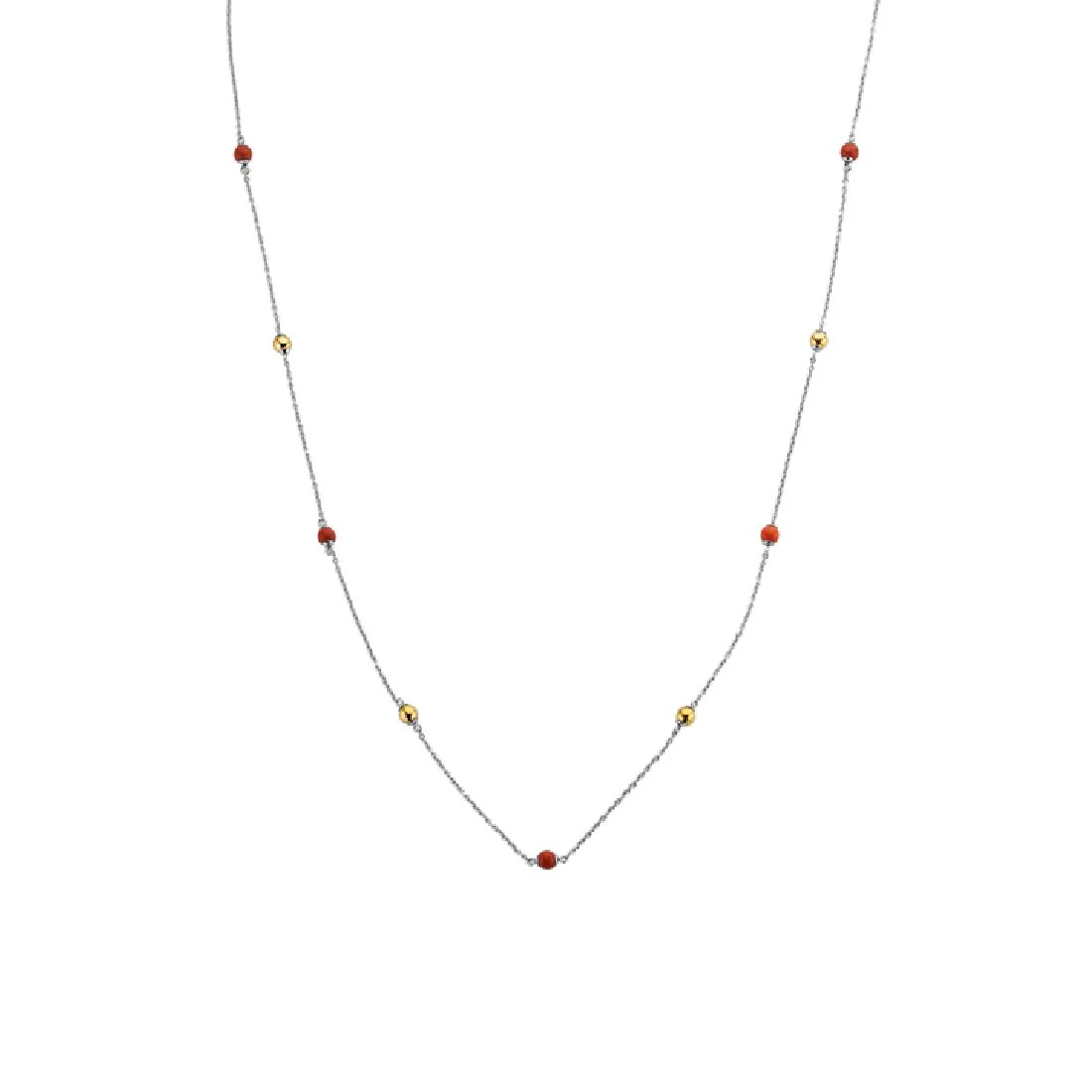 Collana Ti Sento Milano lunga con pietre rosse e placcate oro 3945CR