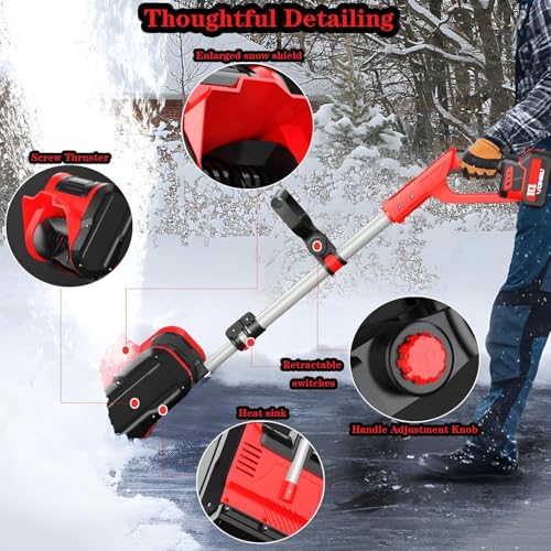 Spazzaneve Elettrico Senza Fili, Pala da Neve Automatica 2200 Giri/min con Asta Telescopica 93 125 cm, Larghezza di Pulizia 30 cm, Spazzaneve a Spinta Manuale da 1200 W per Patio, Vialetto di Ponte : Amazon.it: Giardino e giardinaggio