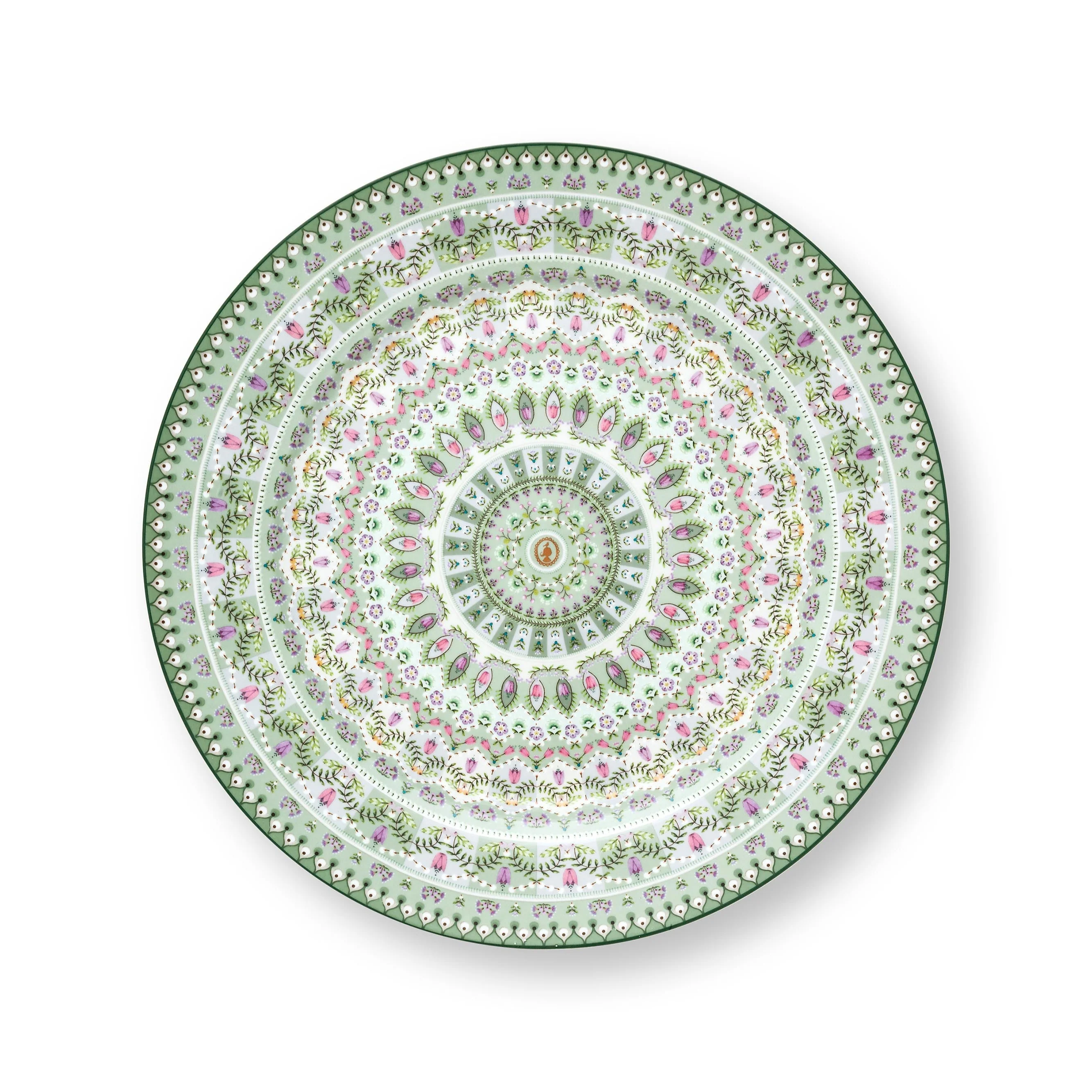 Plate Lily & Lotus Moon Delight Light Green �C 32cm | Elegant Porcelain Tableware
