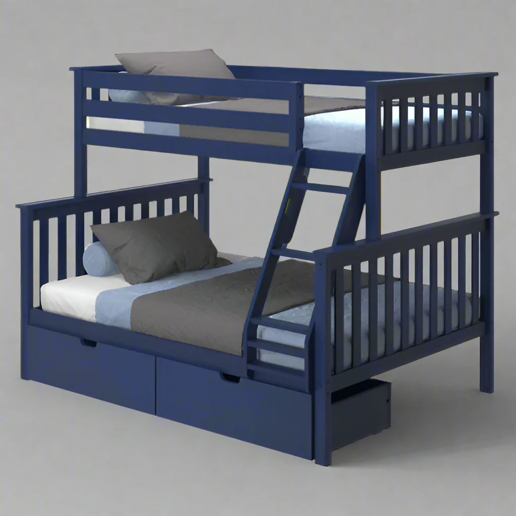 2025 Massief Houten Stapelbed: Twee Bedden (Twin Over Full) met Opberg Lades | Ruimtebesparende Kinderbed van Grenen