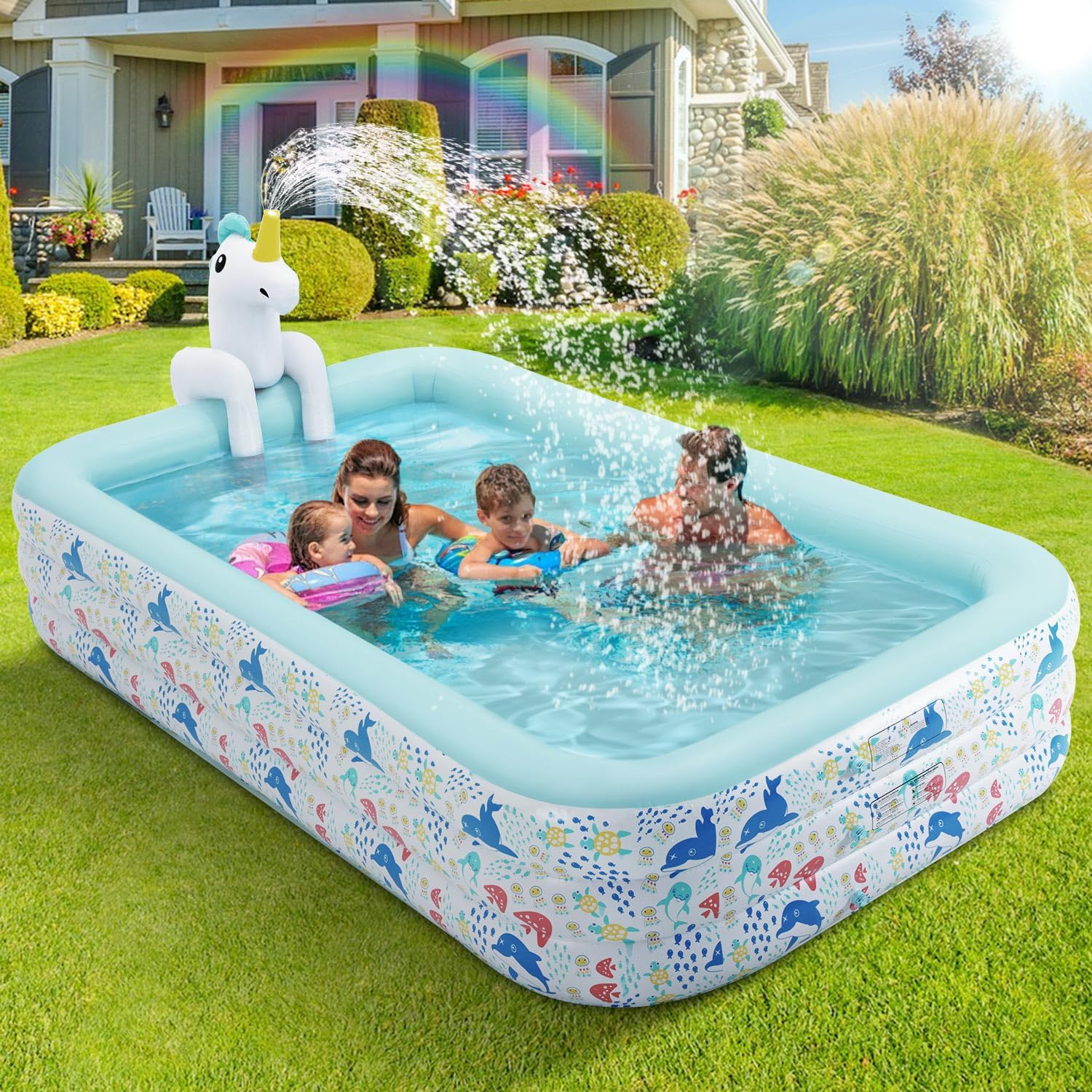 Inflatable Pool for Kids and Adults Large Blow up Swimming Pool (118