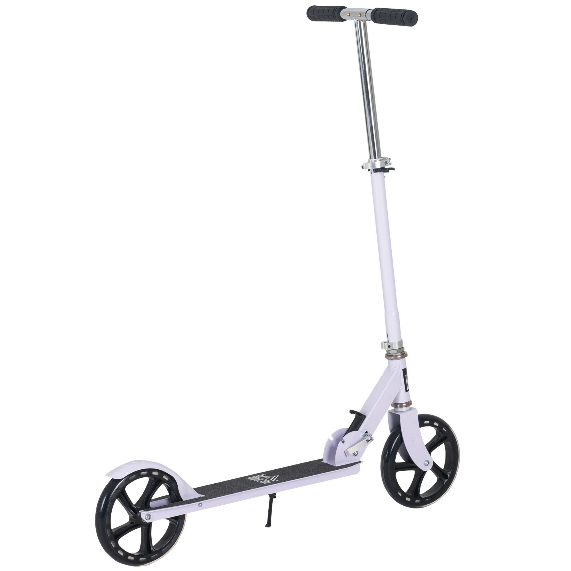HOMCOM Kinderroller Klappbar Höhenverstellbarer Lenker in 4 Stufen hintere Reibungsbremse für Kinder Jugendliche max. 100KG Abmessungen 88L x 37B x 75-100H cm Weiß