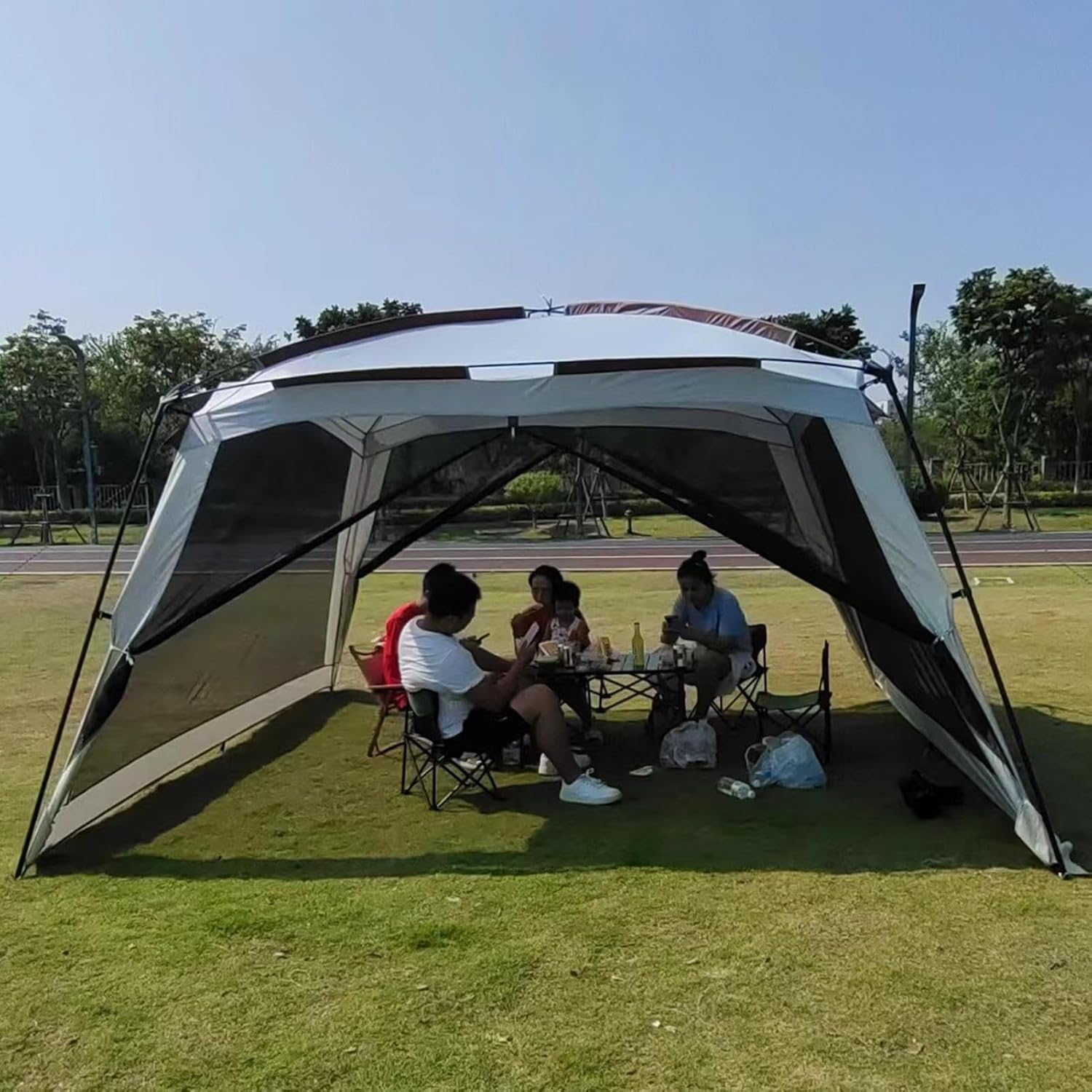 Maschen| Tragbarer UV-beständiger Schirm Mit Netz | Netz für den Außeneinsatz,Für Familienausflug Picknick Im Garten Wandern Roadtrips Und Reisen