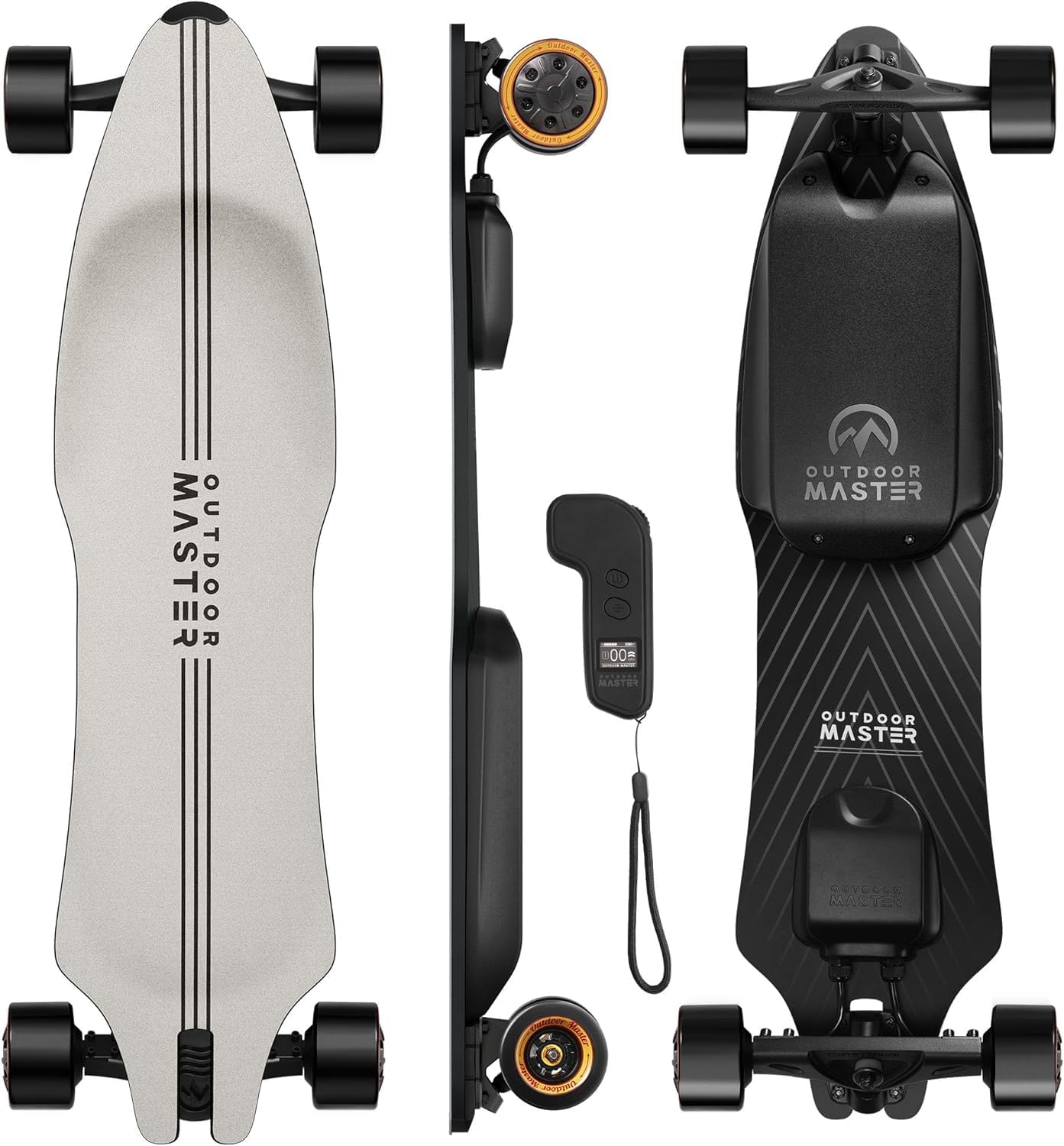 Skateboard elettrico Caribou con telecomando, autonomia 26 miglia, velocità massima 32 mph, 2 motori nel mozzo da 1000 W, longboard elettrico per adulti e adolescenti principianti, garanzia di 6 mesi.