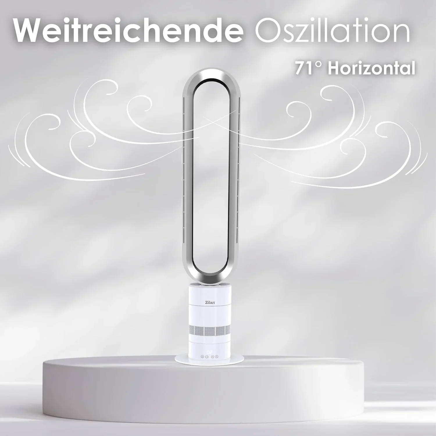 Zilan Turmventilator energiesparender BLDC Motor mit Fernbedienung Ventilator energiesparend oszillierend sehr leise Design Standventilator 10 Stufen S?ulenventilator mit K��hlung Tower Fan
