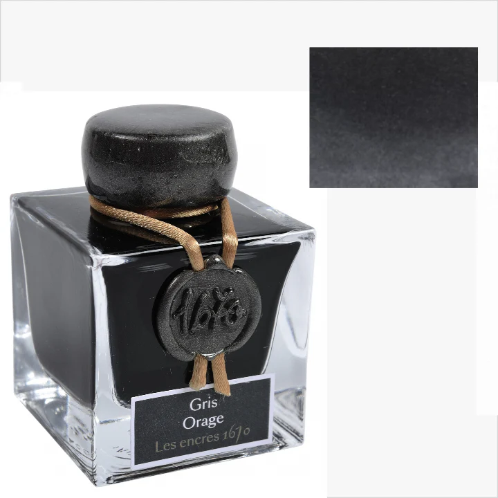 J. Herbin 1670 Ink with Gold Shimmer - Gris Orage Ink (Stormy Grey)