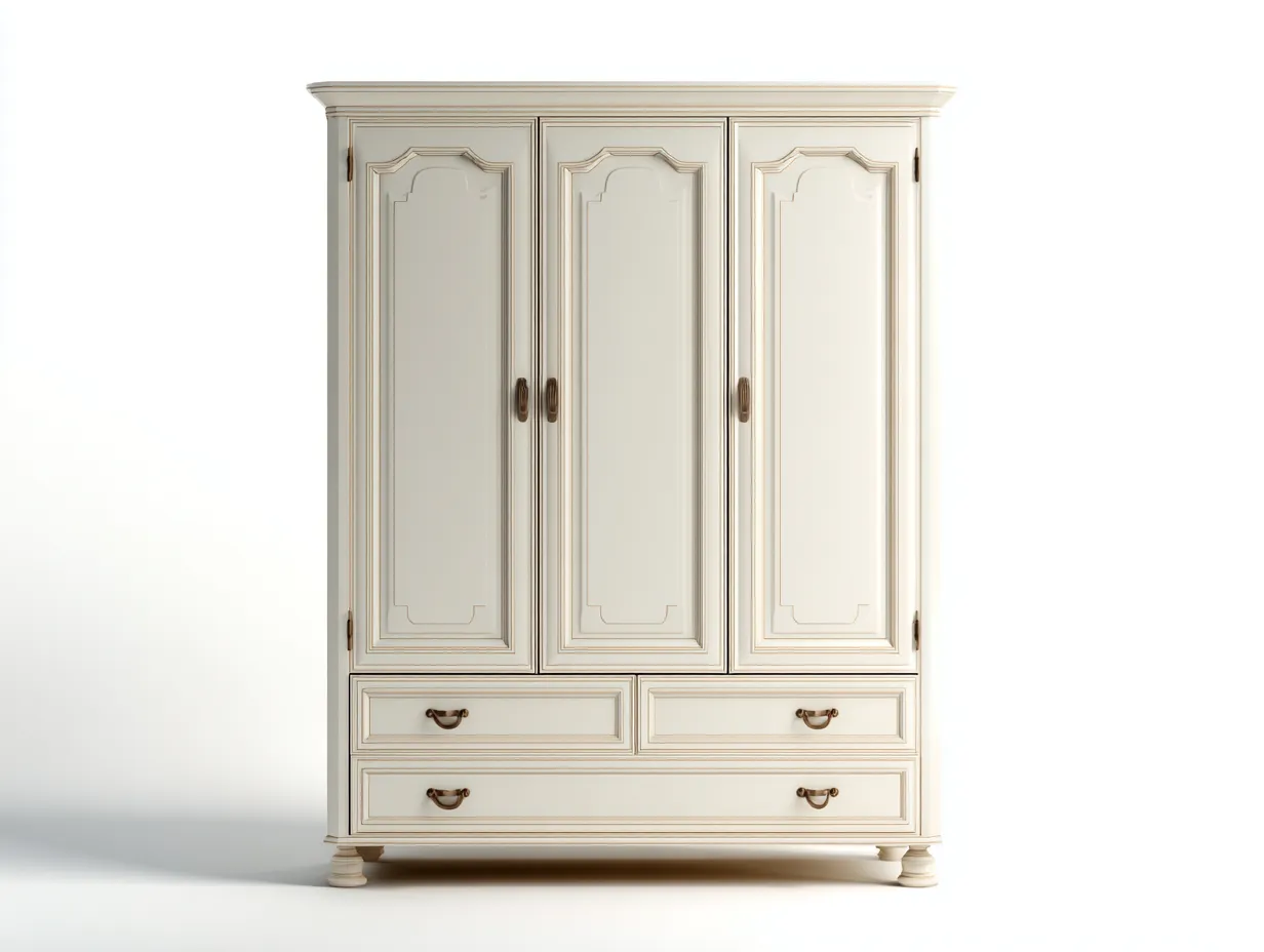 Armadio - MDF - 184x58x202 cm - Avorio - Stile classico decorativo