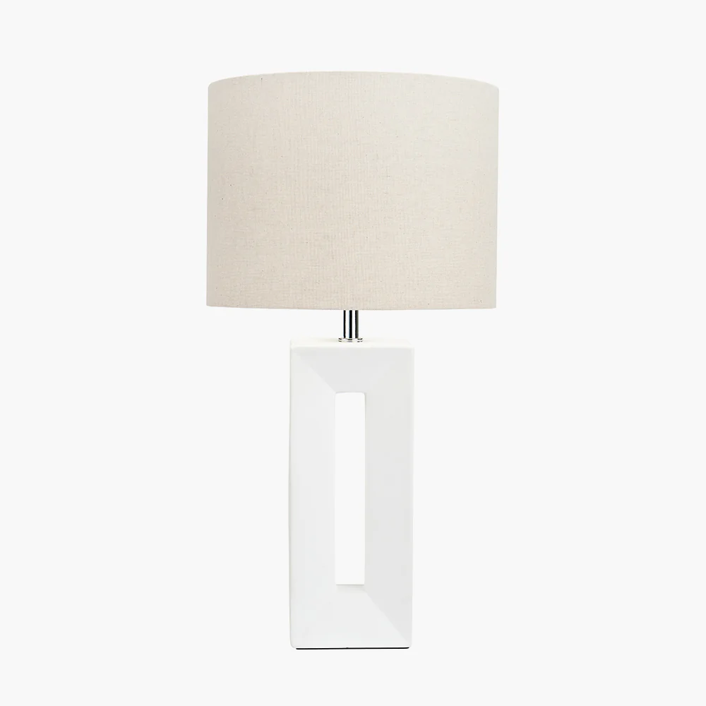 Block White Ceramic Tall Table Lamp by Pacific