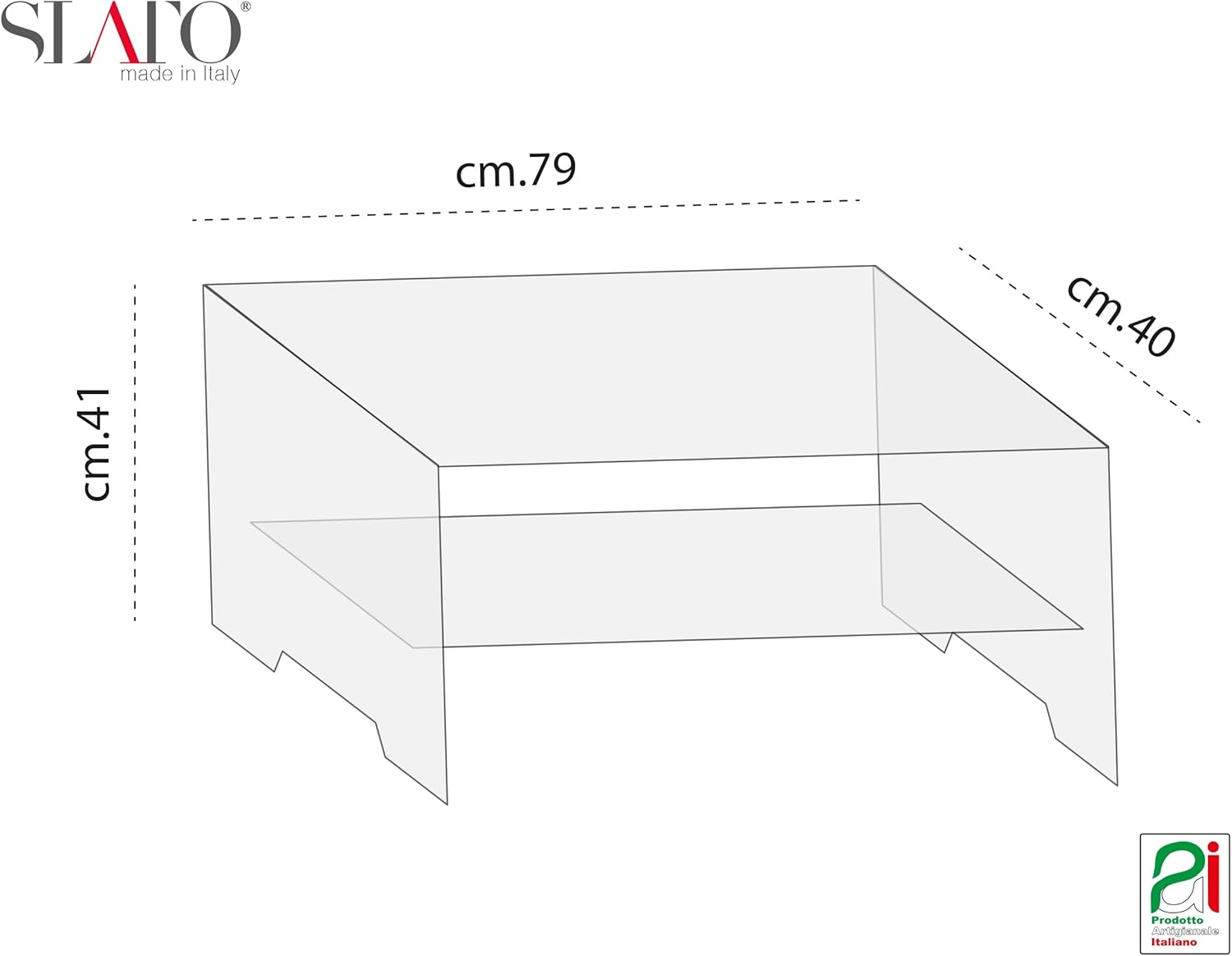 Slato Mira Grande - Tavolino Basso da Salotto, Tavolino da soggiorno, Tavolino da caffè, Tavolino Design Moderno in cristallo acrilico made in Italy Trasparente