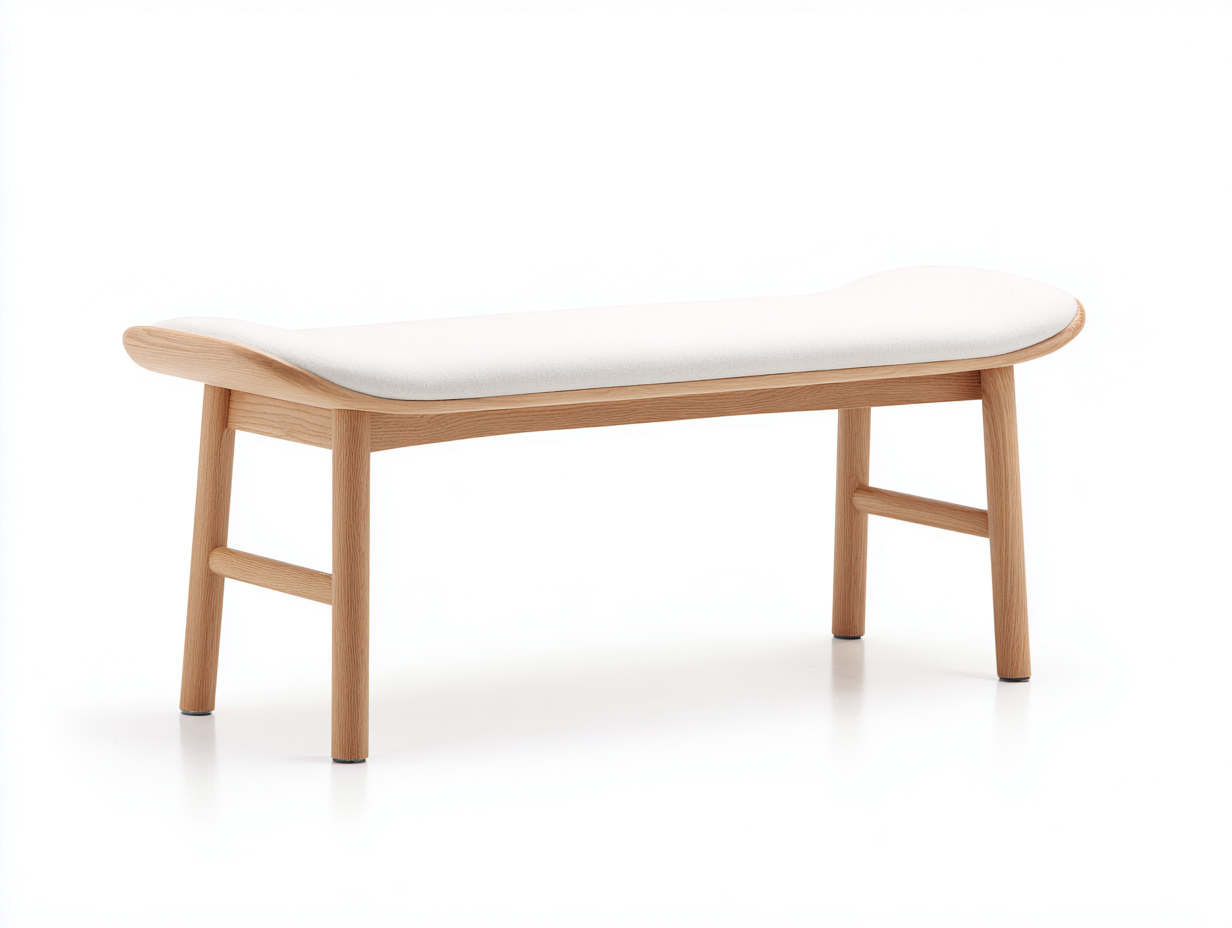 Gartenbank- Holzgestell- Stoffpolster -115x40x46 cm Naturfarben Modernes Design