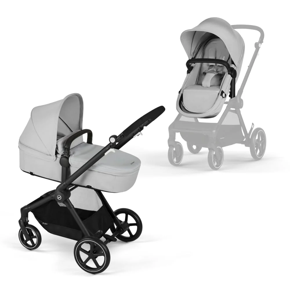CYBEX Gold Kinderwagen EOS Lux 2-in-1 met Aton B2 i-Size autostoel en autostoeladapters, reissysteem, vanaf de geboorte tot 22 kg (ca. 4 jaar), Moon Black (Zwart)
