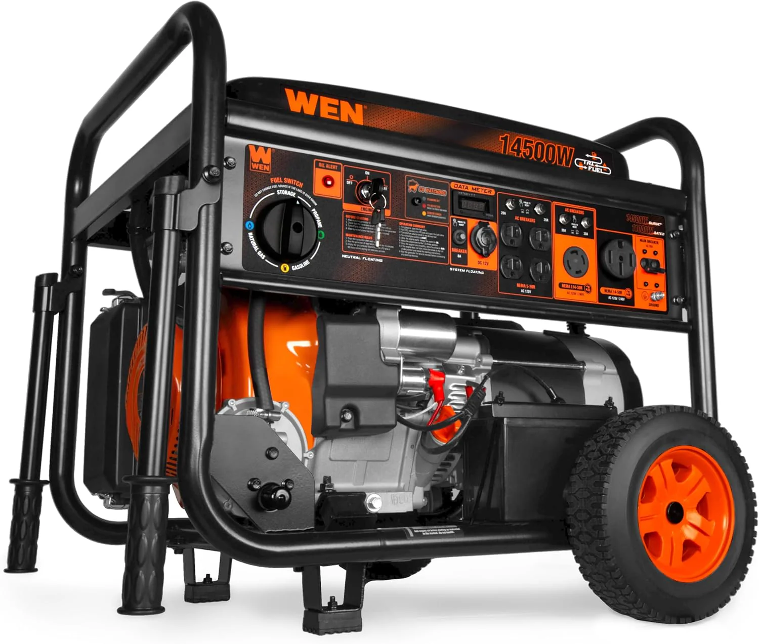WEN 14,500-Watt 120V/240V Tri-Fuel Generator for Gas Propane Natural Gas Transfer-Switch Ready