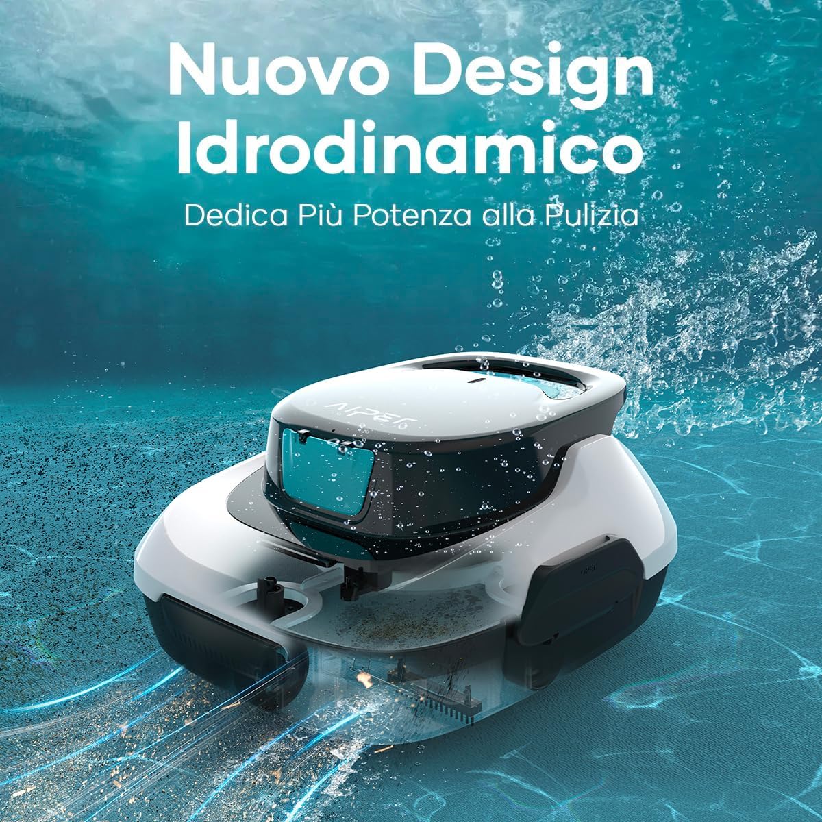 AIPER Scuba SE, Robot per piscina senza fili, Batteria a doppia azionamento, Parcheggio automatico, Adatto per piscine piatte fino a 80 mq, Drenaggio rapido, Autonomia 90 min (Beige)