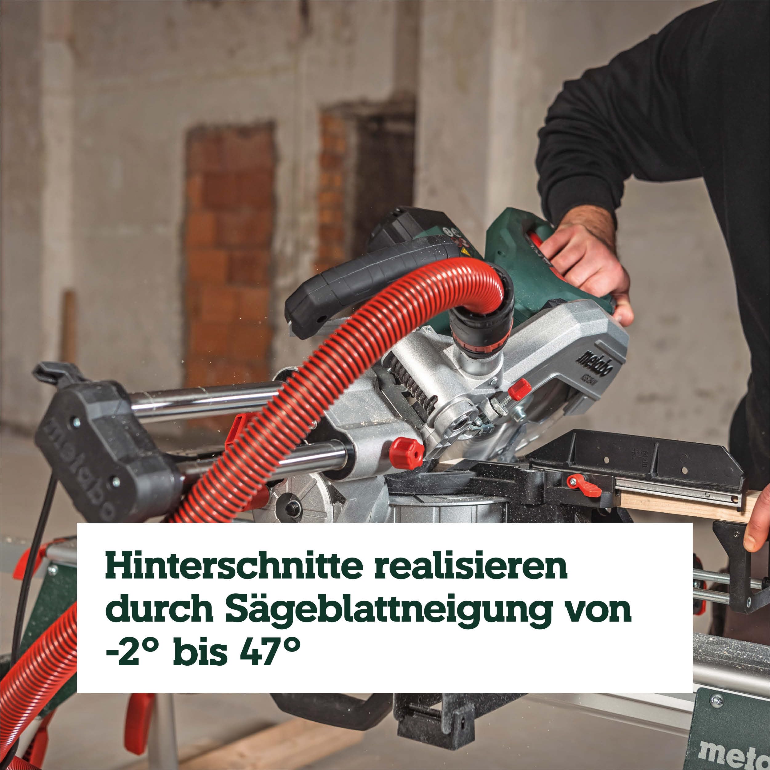 Kapp- und Gehrungssäge KGS 254 M mit Zugfunktion LED-Schnittlinienanzeige Hartmetall-Sägeblatt Tischverbreiterungen und 2. Sägeblatt