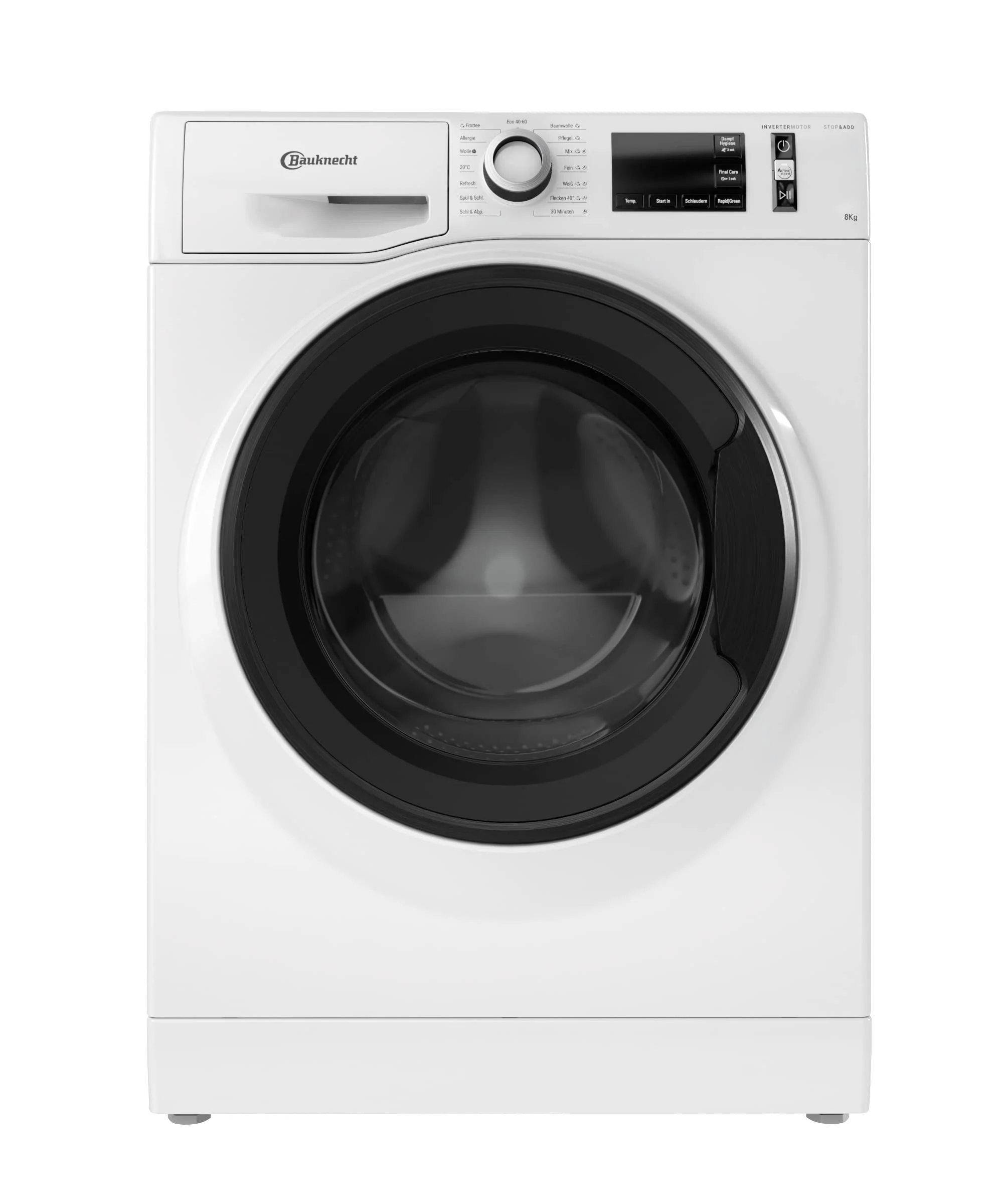 2025 Bauknecht W Active 8A Lavatrice a carica frontale / 8 kg / rimozione potente delle macchie / Programmi a vapore / Opzione Steam Hygiene / Classe di efficienza energetica A / Funzione Stop&Add / Motore ProSilent [Classe energetica A]