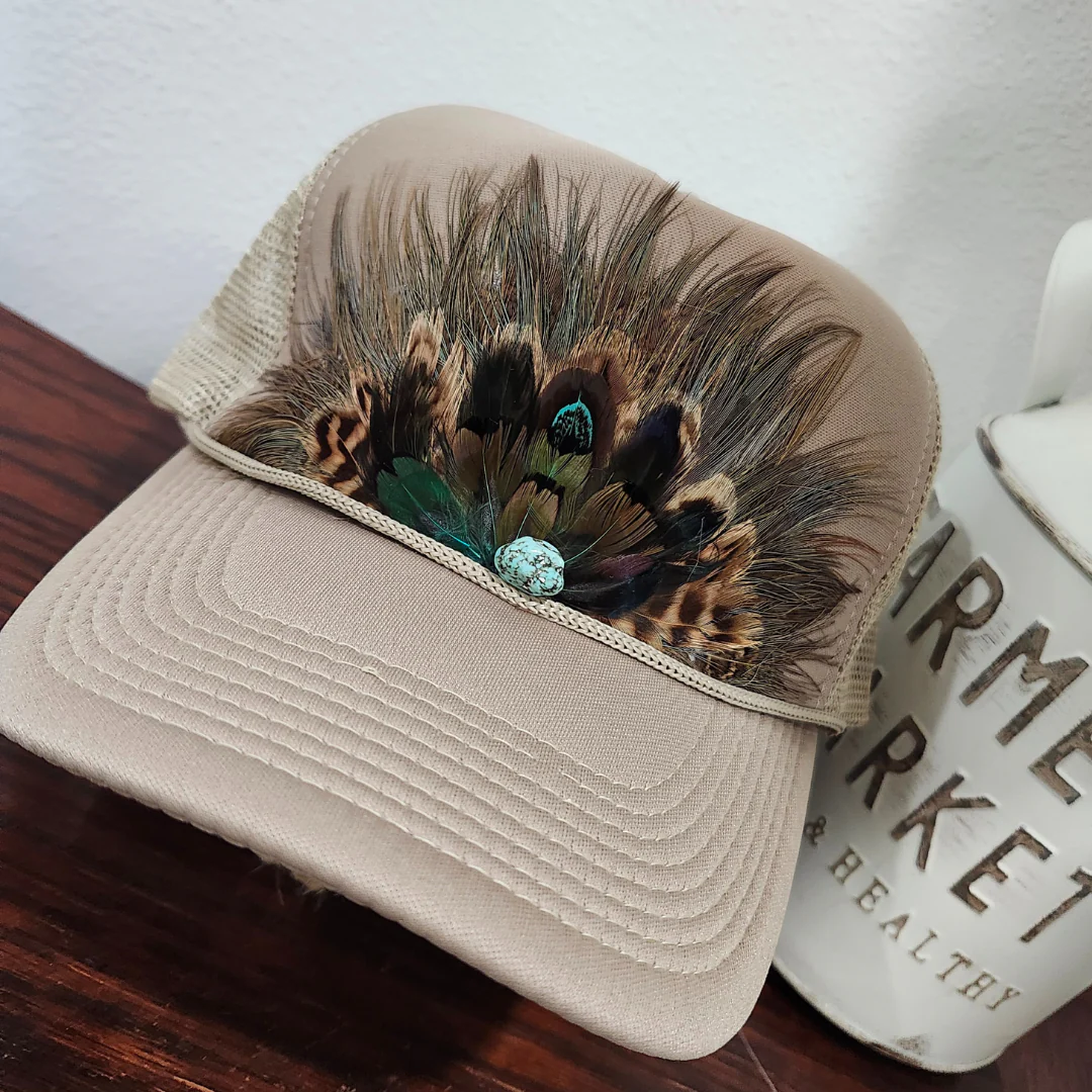 Western Feather Trucker Hat Retro Feather Trucker Hat