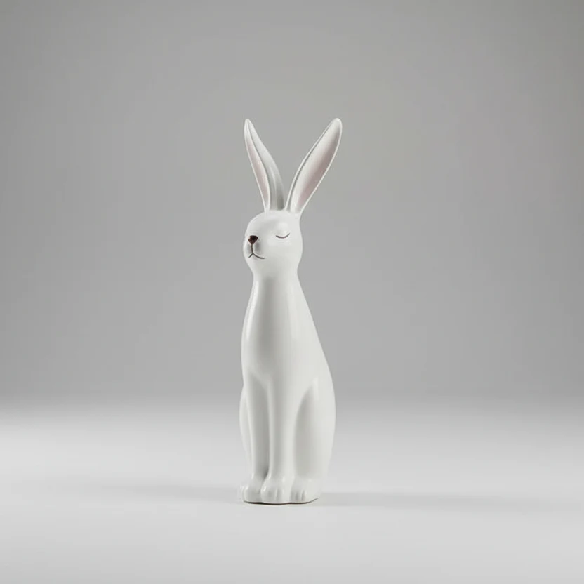 47cm Elegant White Porcelain Bunny �C Grand Sculptural Home Accent