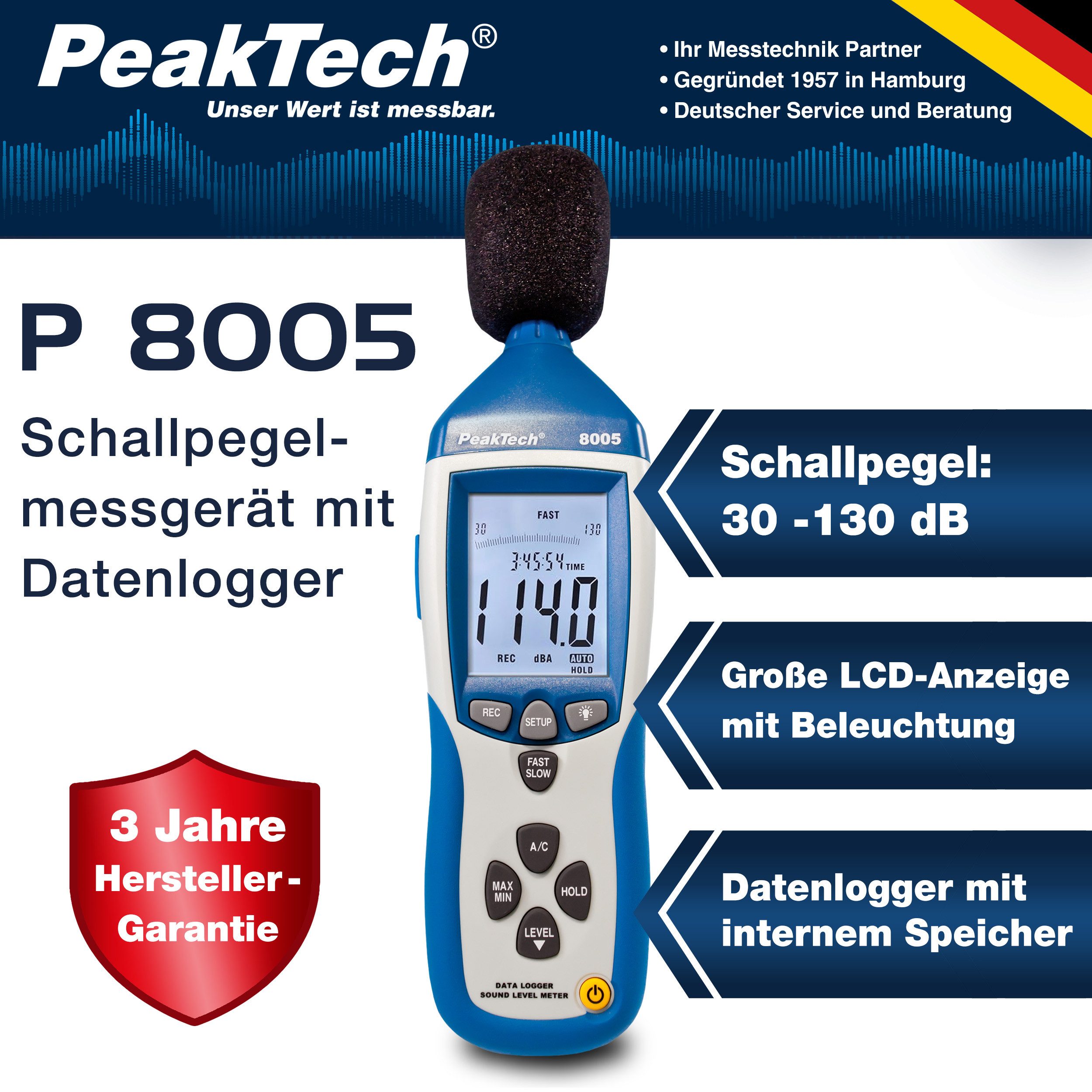 Klimamesser Hochpräzises Schallpegelmessgerät Klasse 2 30-130 dB