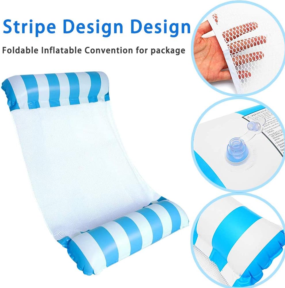 Galleggianti gonfiabili per piscina per adulti, 2 pezzi 4-in-1 Gonfiabili per piscina con amaca gonfiabile multiuso (sella, poltrona, amaca, drifter) Sedia da piscina con pompa d'aria manuale per piscina sulla spiaggia