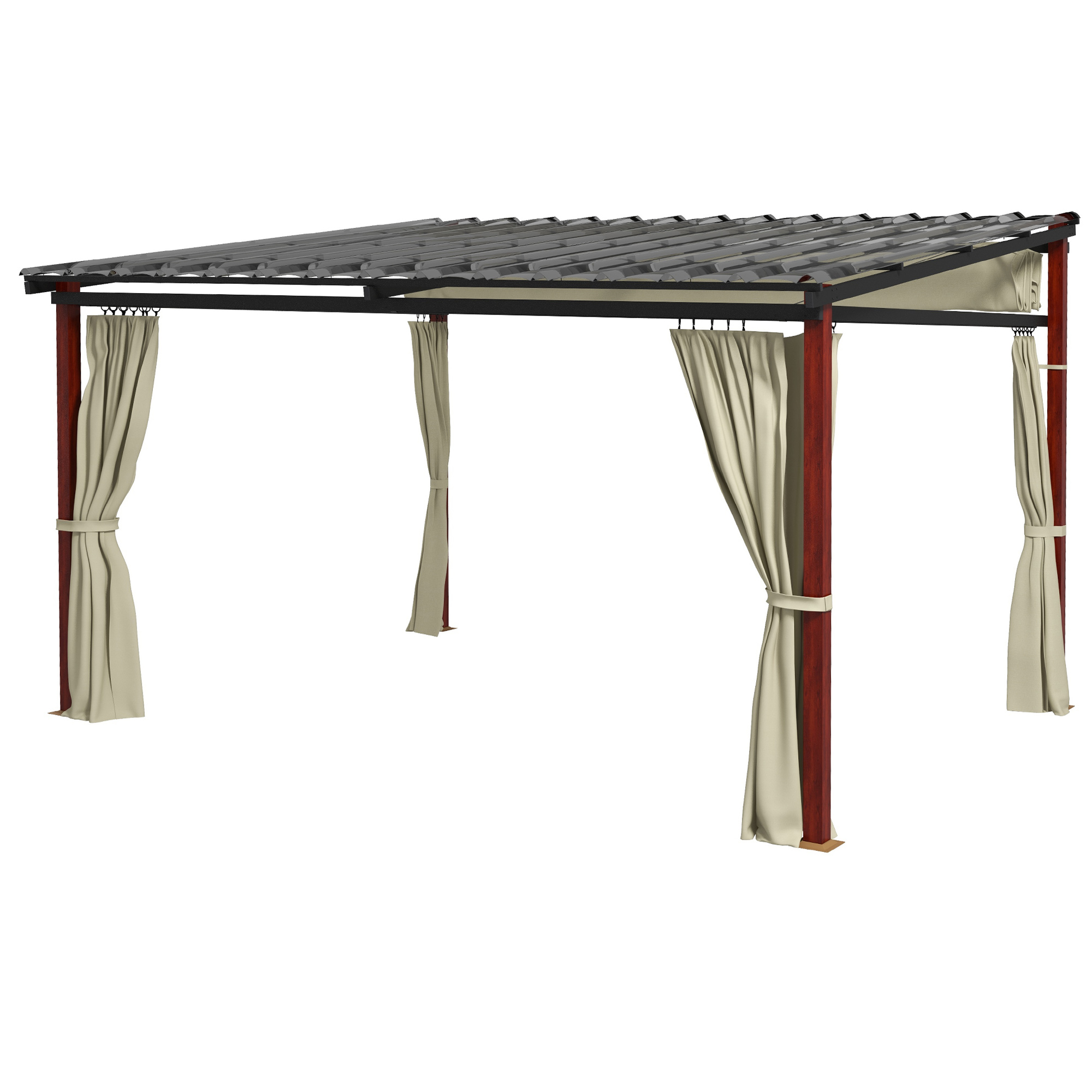 Outsunny Gartenpergola versenkbare Gartenpergola, wetterbeständog, inkl Befestigungsmaterial, Beige