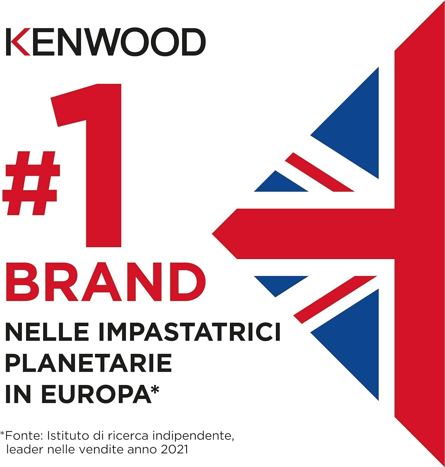Kenwood Chopper CHP61.100WH, Potenza 500W, Ciotola da 0.5L, 2 velocità, Sistema a quattro lame, Anello antiscivolo per la stabilità del tritatutto, Lavabile in Lavastoviglie, Bianco/SIlver