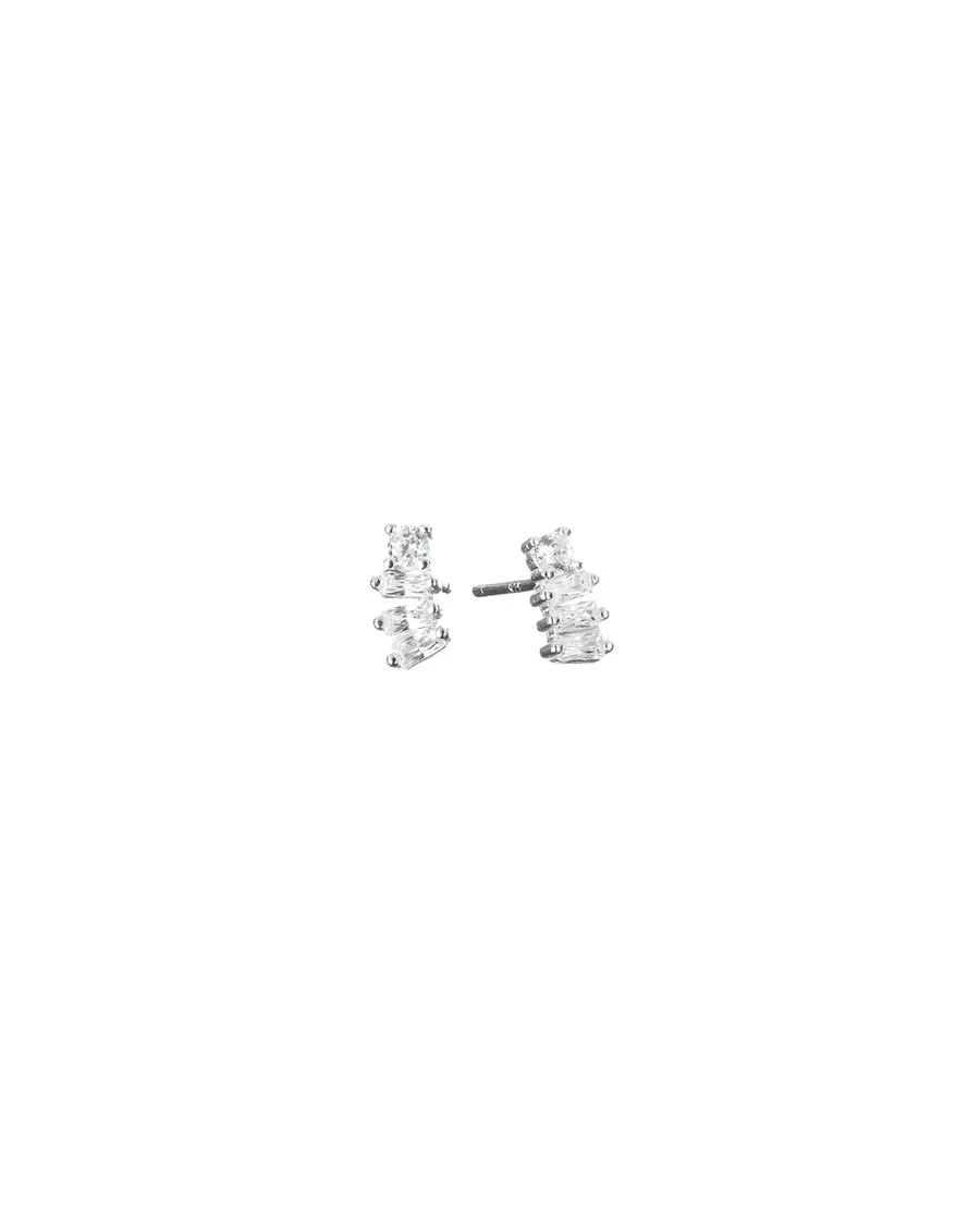 Mary K Silver Baguette Stud Earrings