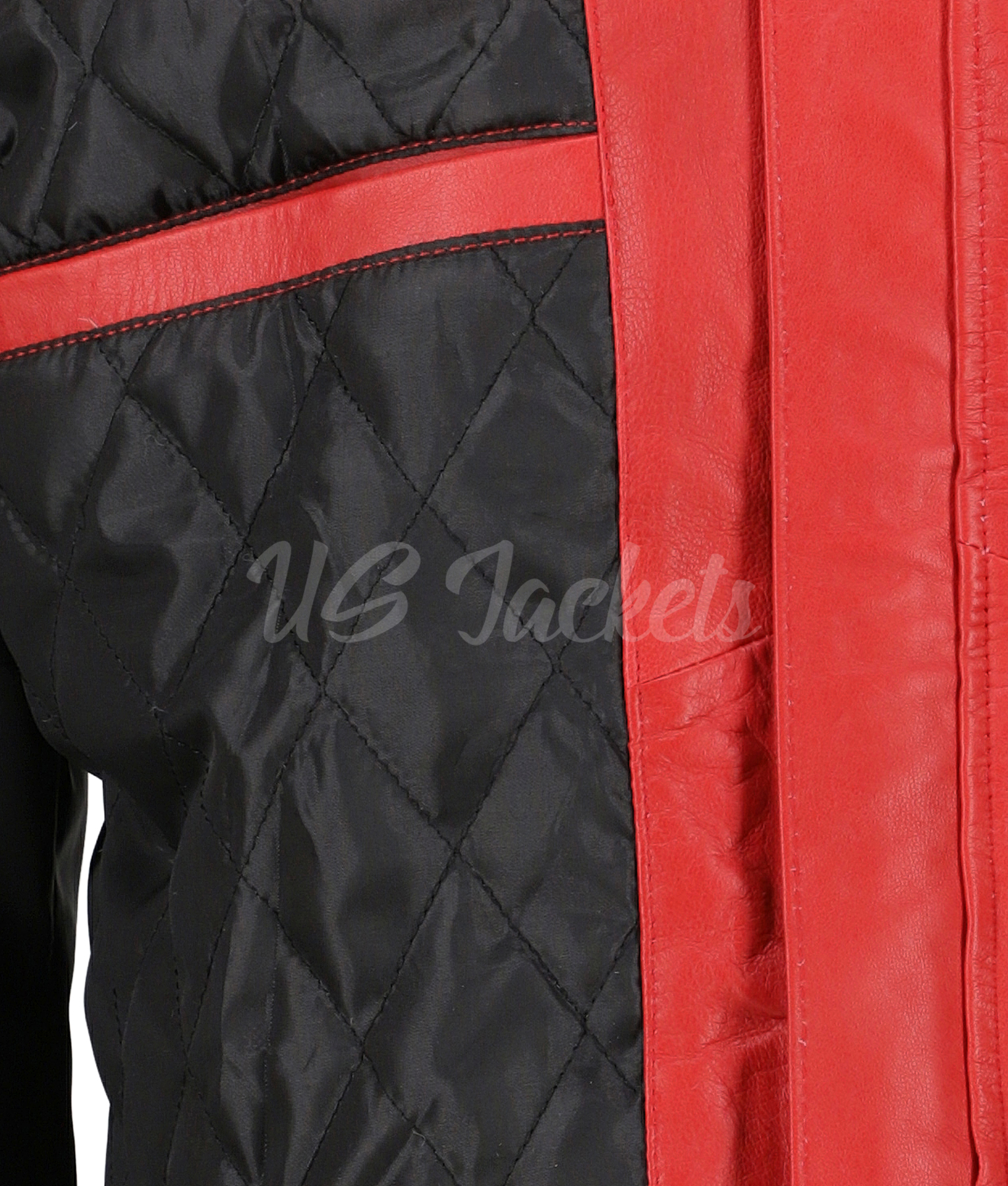 Mens Stripped Red Cafe Racer Jacket