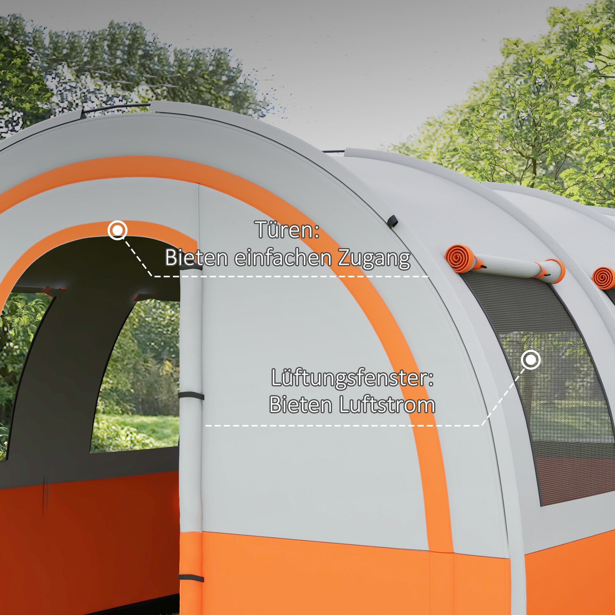 Campingtent tot 6 Pers, FamilieTent, Aparte Ruimtes, Waterdicht, Cr��mewit