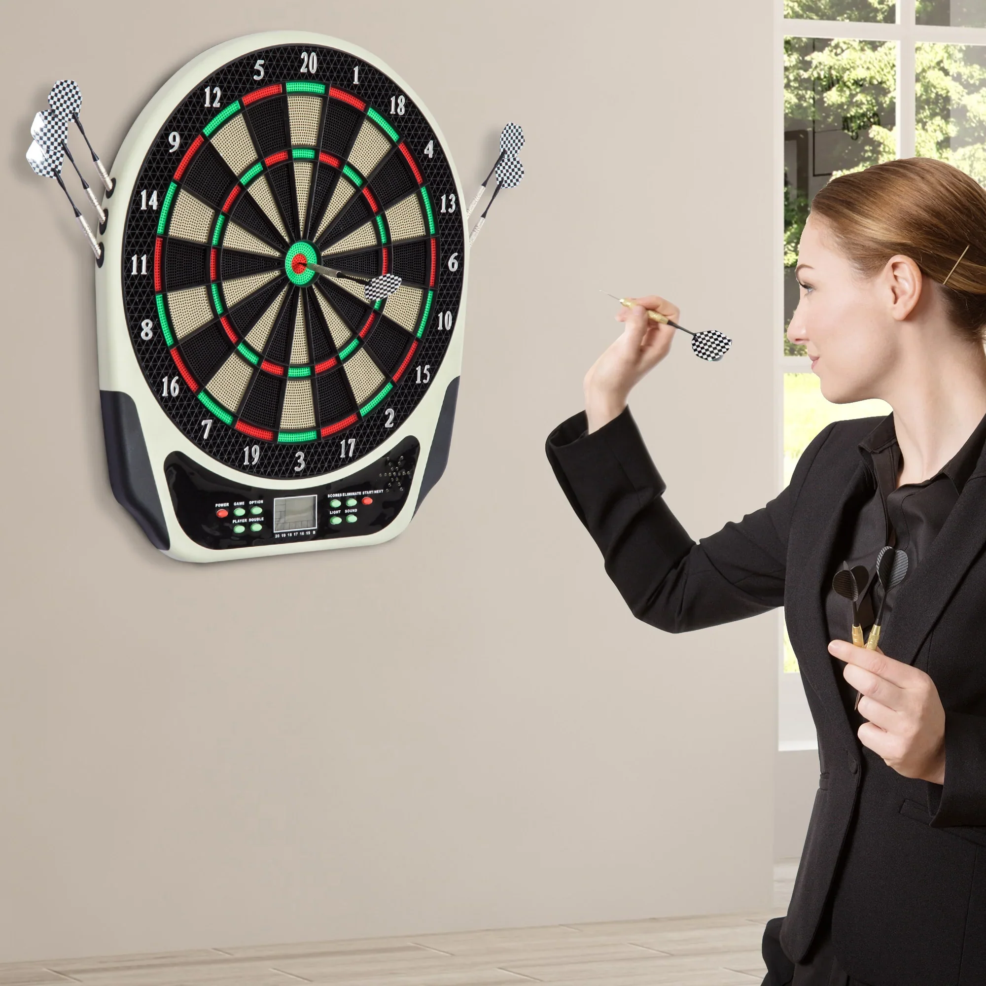HOMCOM Elektronisch dartbord 18 spellen 8 spelers LCD display