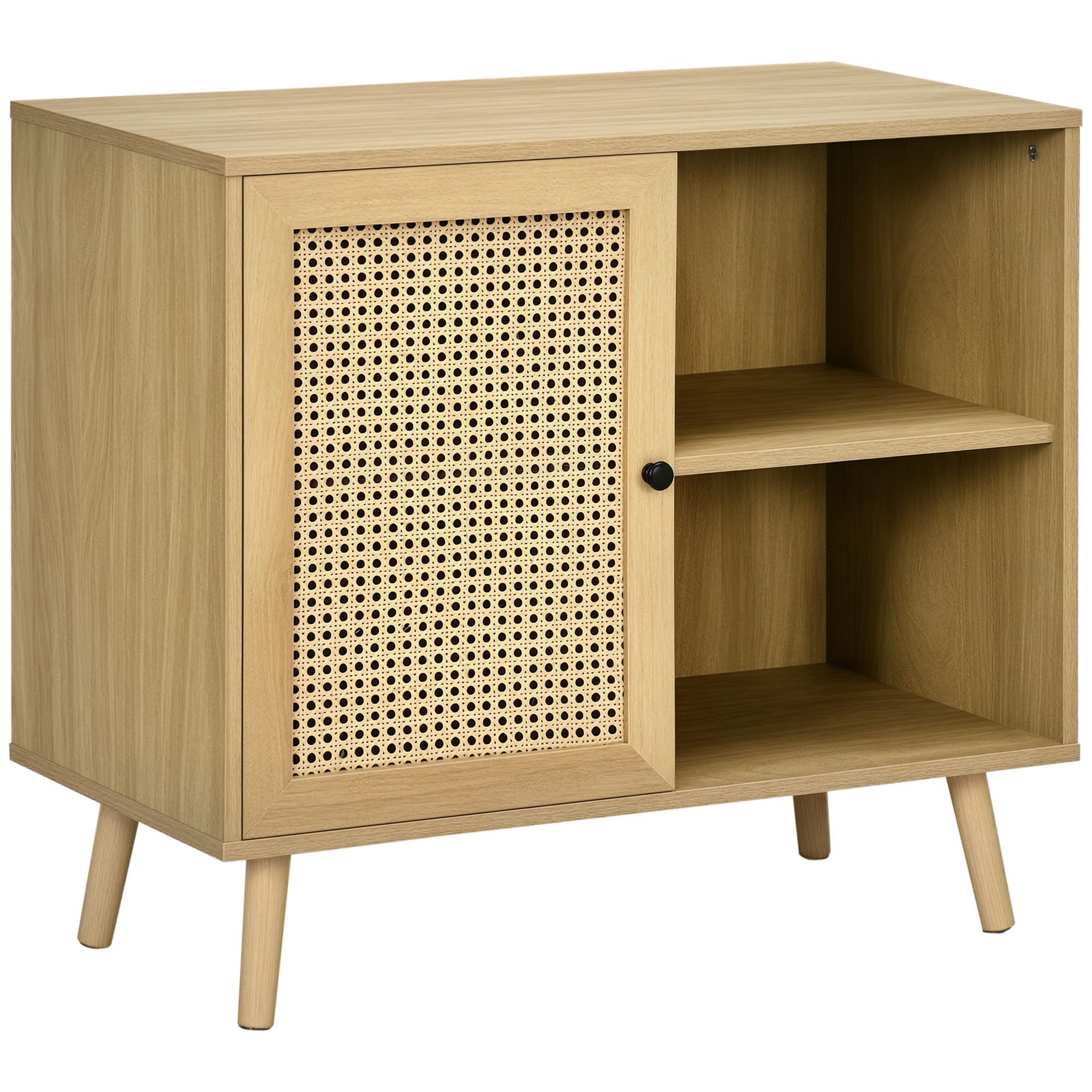 HOMCOM Sideboard, Buffet, 2 Regalfächer, 2-stufiges Schrankfach, Naturholzoptik, 80 x 39 x 70cm