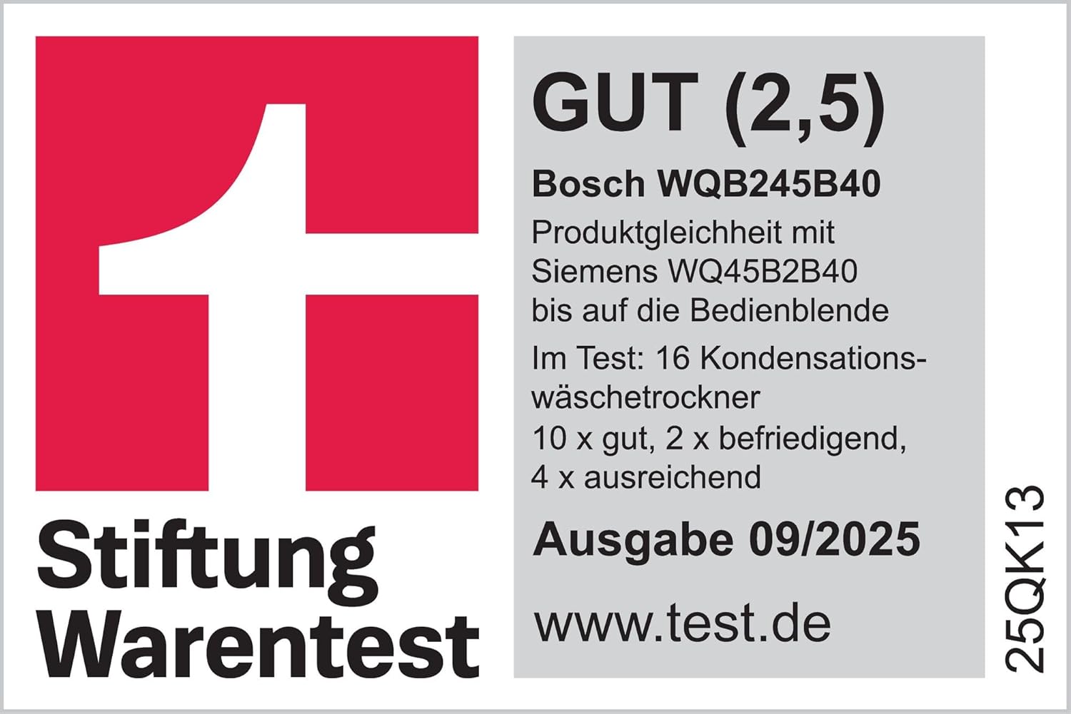 Bosch WQB245B40, Stiftung Warentest GUT (2,5) , Serie 8 Smarter Wärmepumpentrockner 9 kg, AutoDry Sensorgesteuerte Trocknung, SmartDry Programmautomatik, LED-Display, Selbstreinigender Kondensator