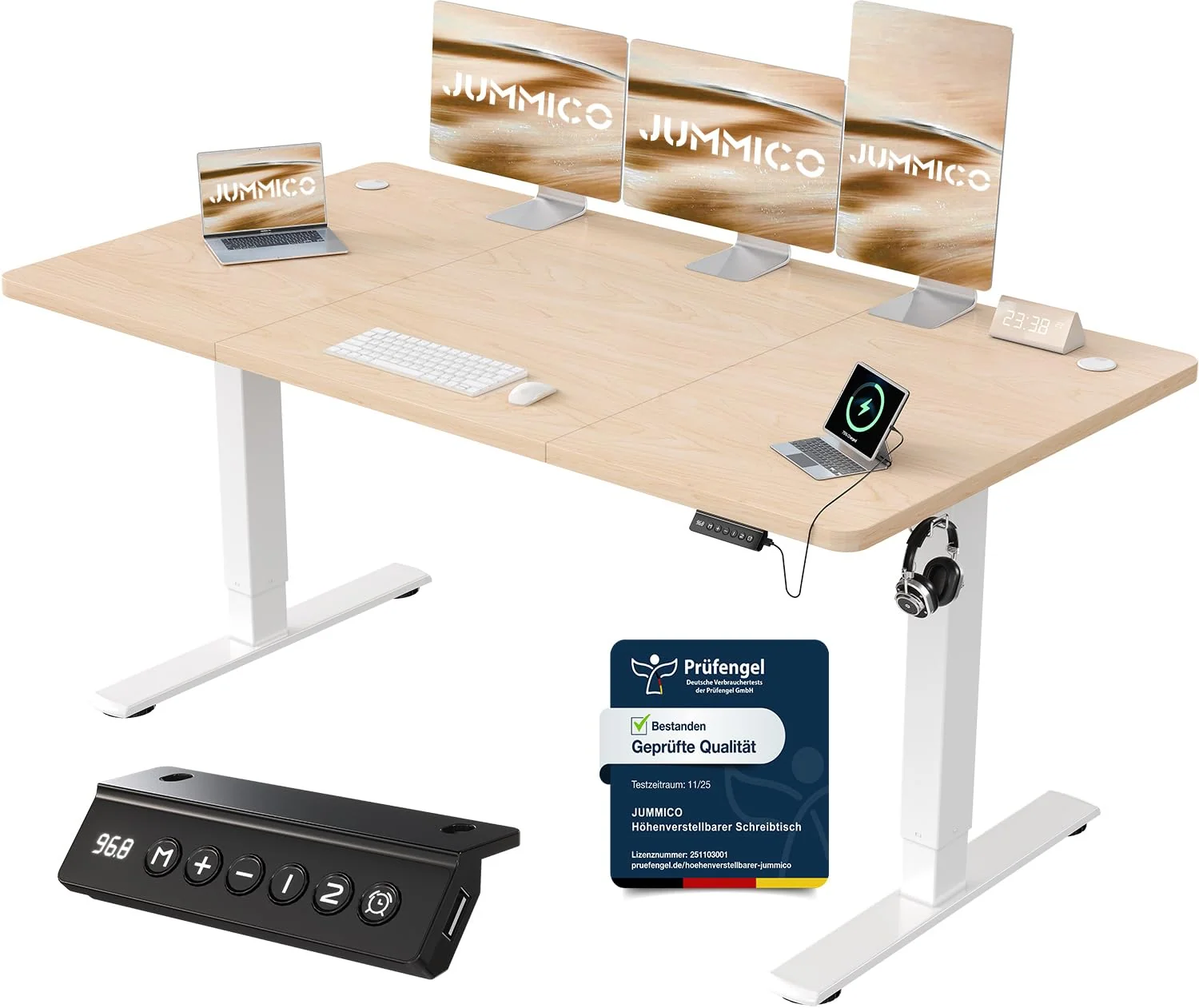 JUMMICO Elektrisch höhenverstellbarer Schreibtisch mit USB-Anschluss