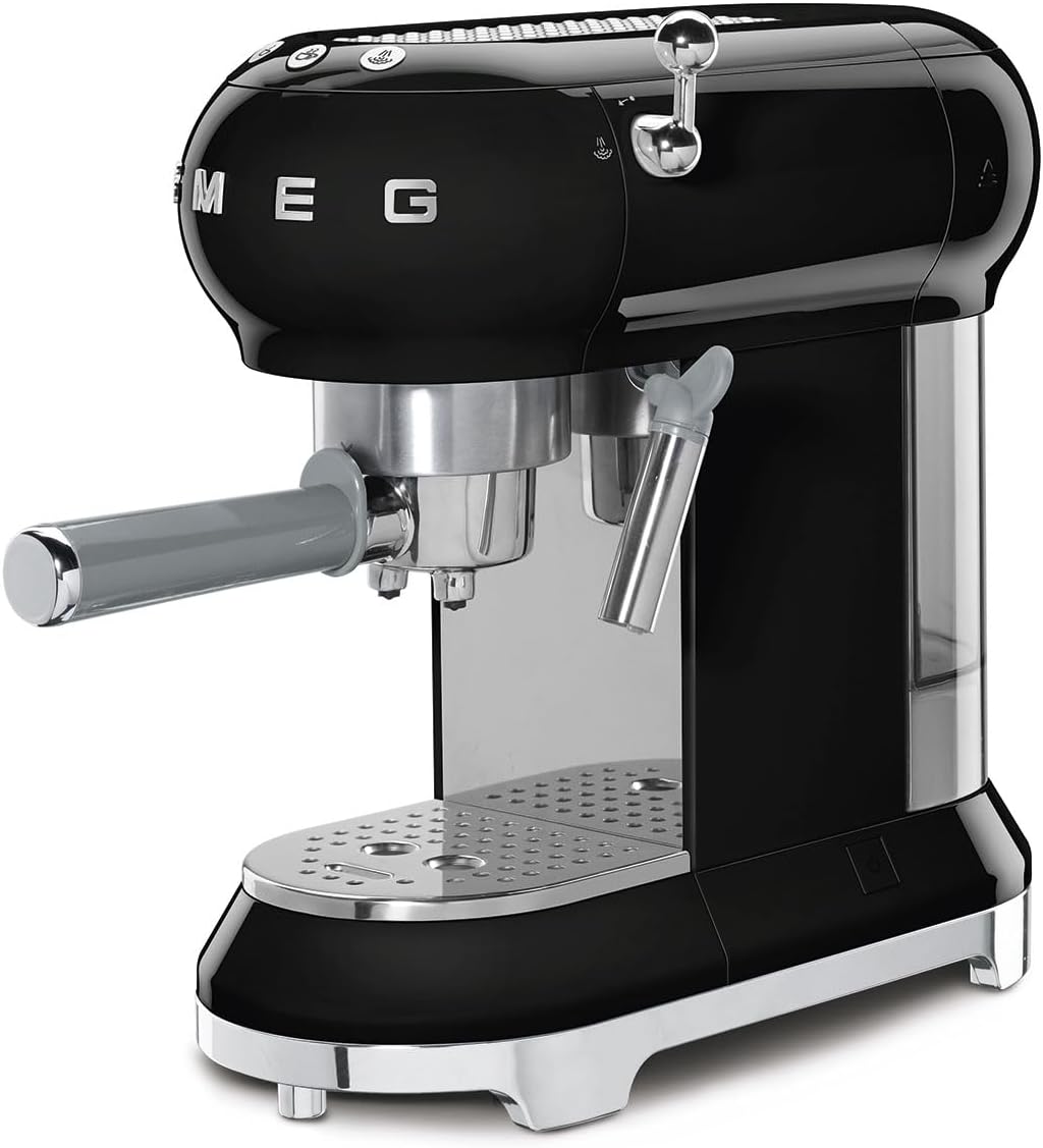 Smeg, ECF01PGEU Manual Espresso-Kaffeemaschine, Cappuccino -System, Thermoblock, groe Tassengehuse und Doppelkaffeefunktion, 1 l Wassertank, kompakte Abmessungen, 1350W, Pastellgrün