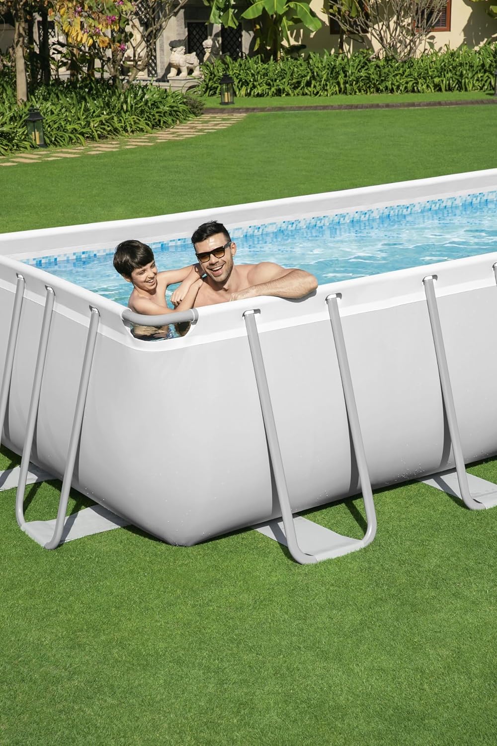 Bestway Power Steel 56474-3 Set oberirdischer Pool, rechteckig, 732 x 366 x 132 cm
