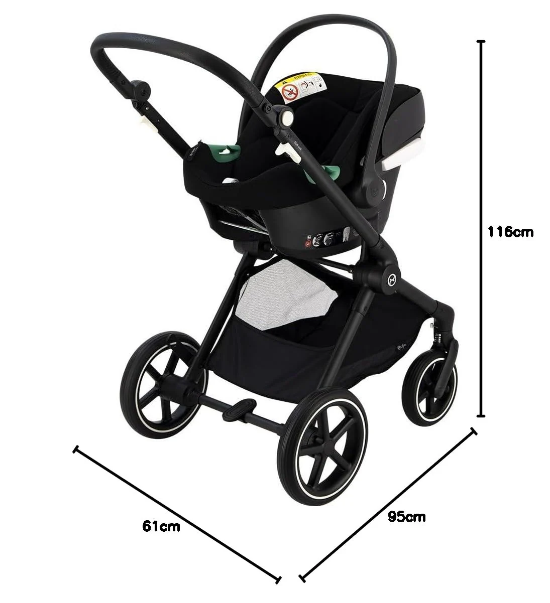 CYBEX Gold Kinderwagen EOS Lux 2-in-1 mit Babyschale Aton B2 i-Size und Babyschalen-Adapter, Reisesystem, Ab Geburt bis 22 kg (ca. 4 Jahre), Moon Black (Schwarz)