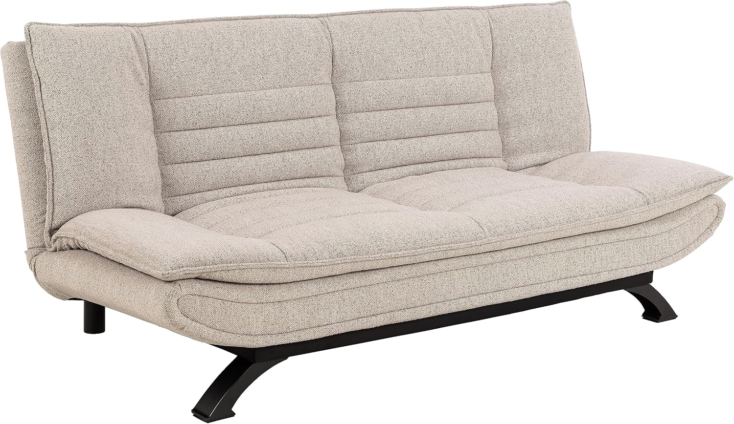 AC Design Furniture Jasper Schlafsofa in Beige, Moderner 3-Sitzer ohne Armlehne, Gepolstertes Sofa mit Bouclé-Bezug und Schwarzen Beinen
