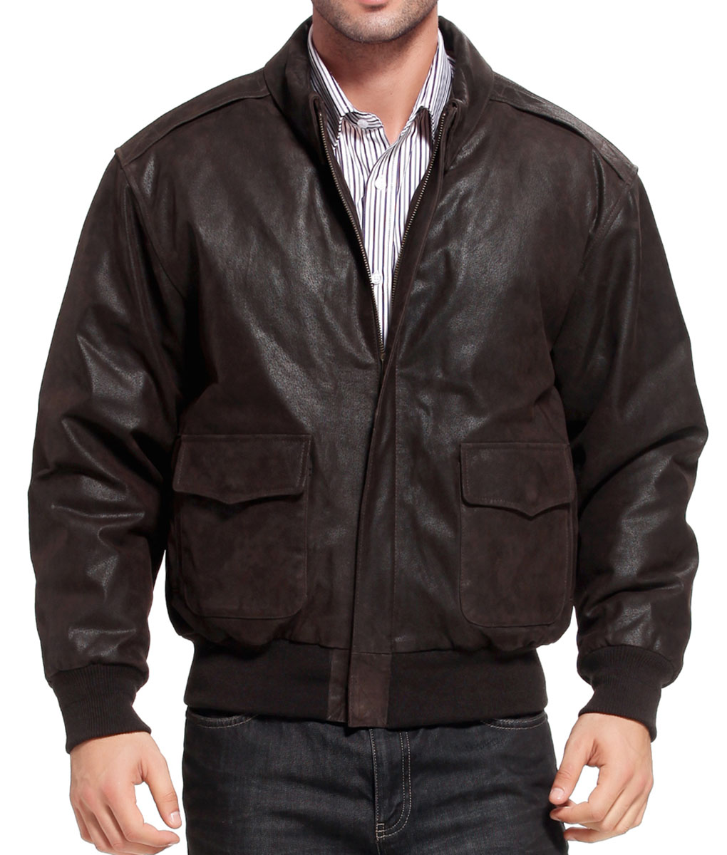 Mens Brown Leather Flight Jacket