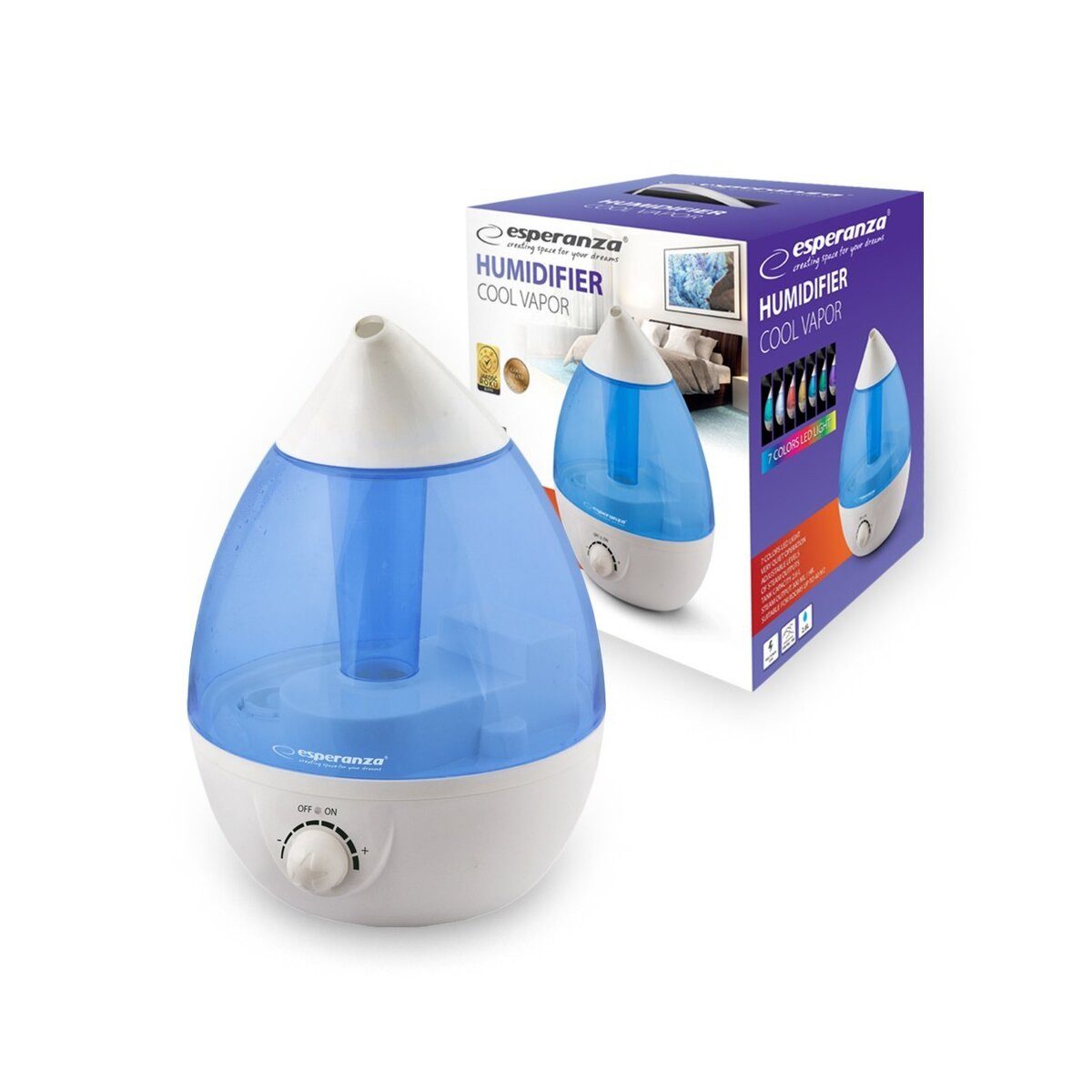 Luftbefeuchter Esperanza Cool Vapor Luftbefeuchter Ultraschall Weiß
