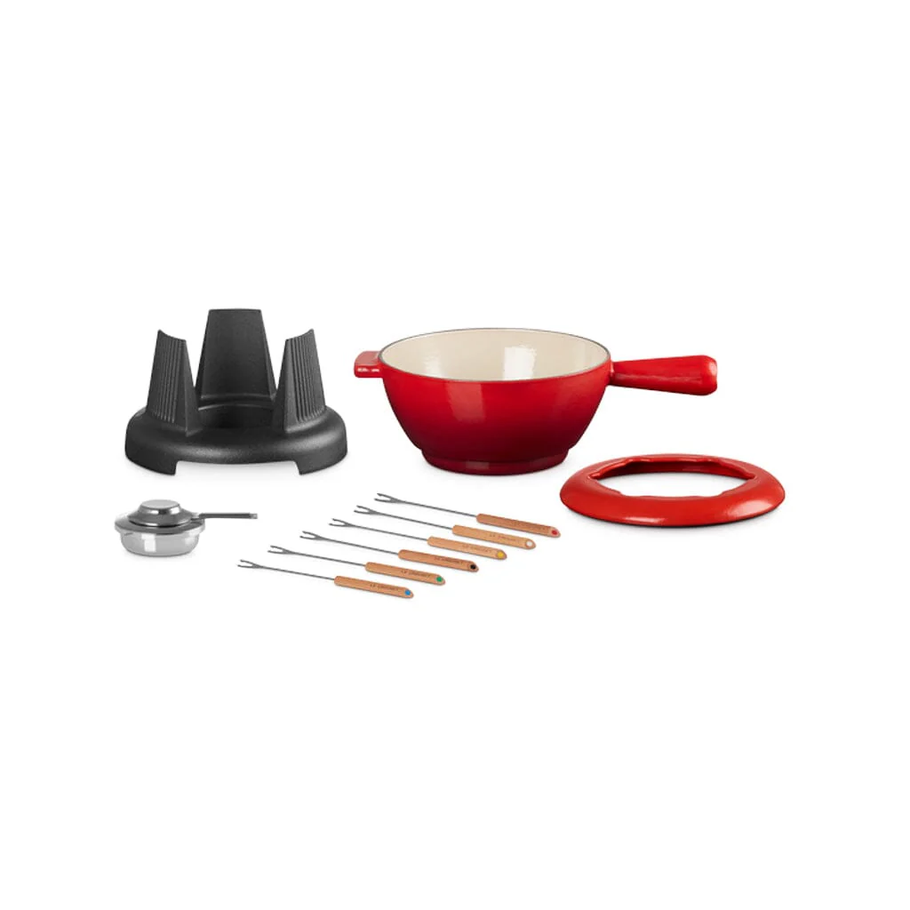 Le Creuset - Set fonduta, adatto anche per formaggio, colore ciliegia 20 cm 2 l