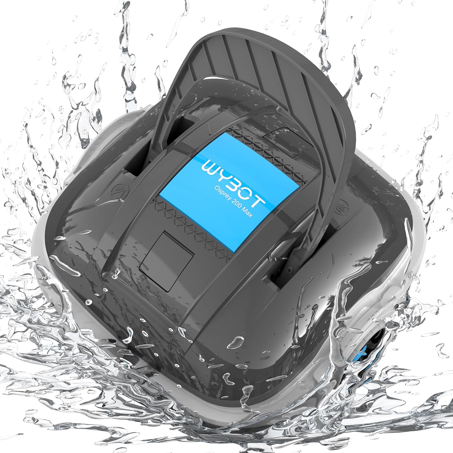 WYBOT Robot Piscina Fuori Terra per Piscina da 80m², Robottino Pulitore con Doppia Motricità e Parcheggio Autonomo | Robot Piscina Pulitore Senza Fili con Batteria Autonomia 100 Min Grigio scuro