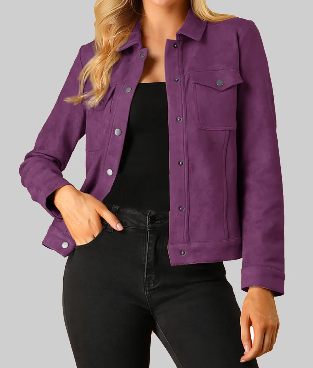 Keira Purple Suede Trucker Jacket