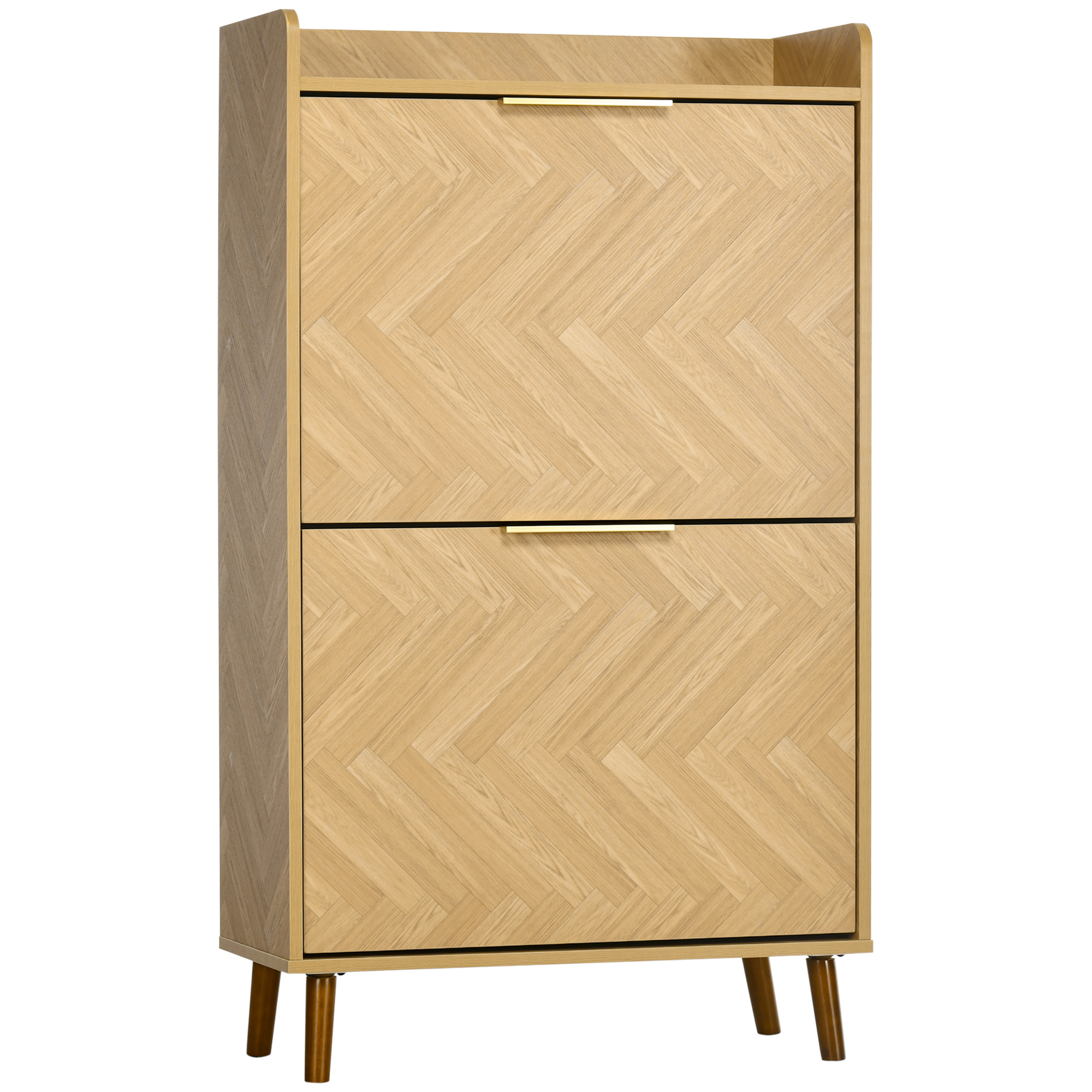 HOMCOM Schuhregal mit 2 Klapptüren für kleinen Eingang, Wohnzimmer, Schlafzimmer 70 x 30 x 120 cm