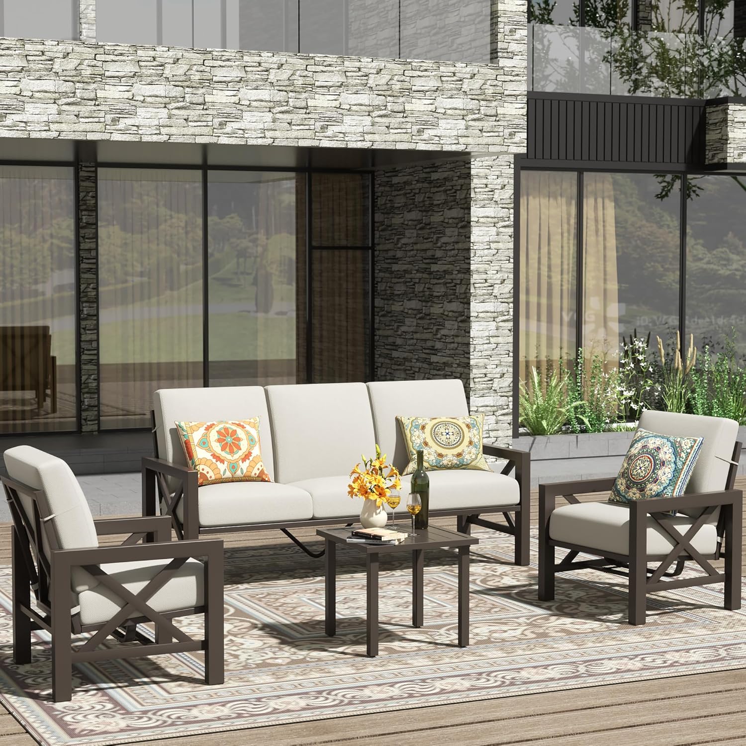 4 Pieces Patio Furniture Set Outdoor Furniture Sofa