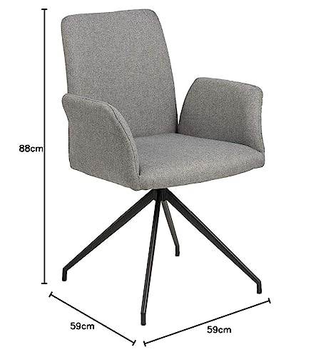AC Design Furniture Naila Carver Sedia da Pranzo 1 pezzo Sedia da Cucina Con Braccioli Rivestimento Grigio Gambe in Metallo Nero Con Girevole H: 88 x L: 59 x P: 59 cm : Amazon.it: Casa e cucina