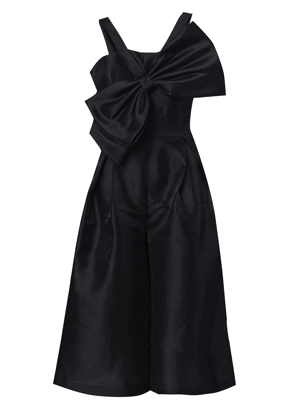 Simone Black Bow Cropped Jumpsuit