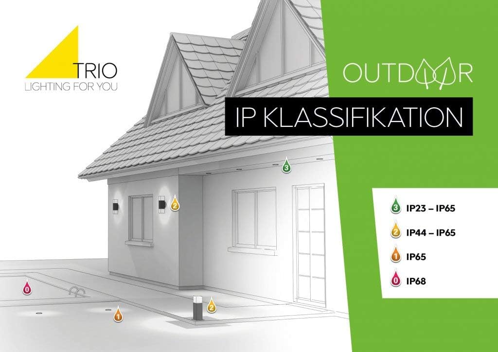 Trio Leuchten Außen Wegeleuchte Fraser 462560135, Aluminium Druckguss Anthrazit/Print Holznachbildung, exkl. 1x E27