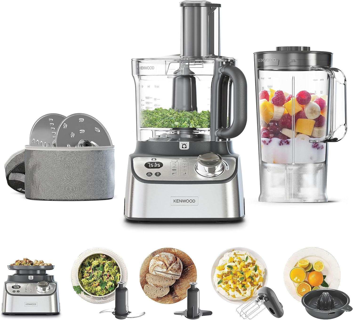 Kenwood FDM71.450SS MultiPro Express Weigh Robot da Cucina con 8 Accessori Dedicati, Velocità Regolabile con Funzione Pulse, Bilancia Digitale Integrata, Capacità 3L, , Argento