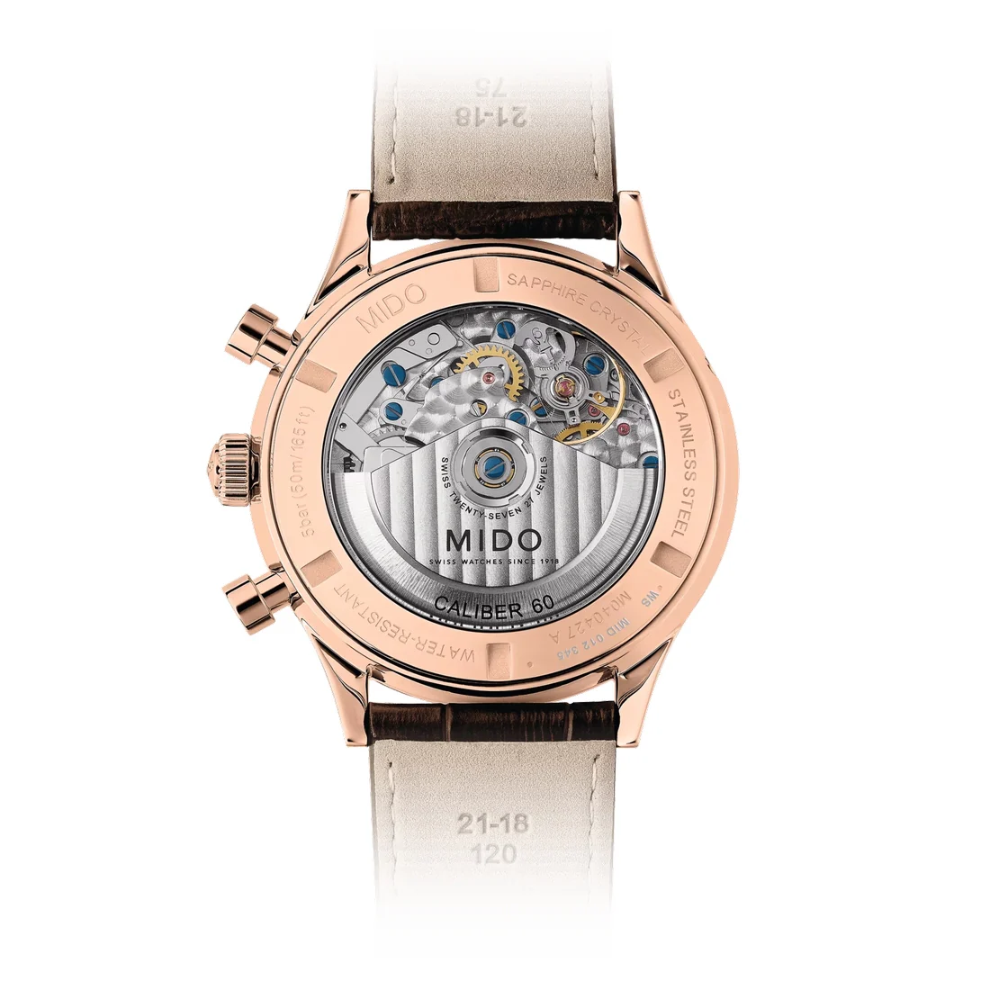 Orologio Mido Multifort Patrimony Chronograph PVD rosa e blu