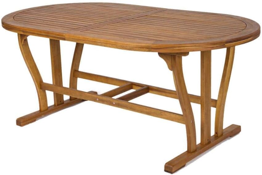 milani home - Set Tavolo Giardino Allungabile Ovale 180/240x100 Con 4 Sedie E 2 Poltrone In Legno Di Acacia Massiccio Per Esterno - Marrone